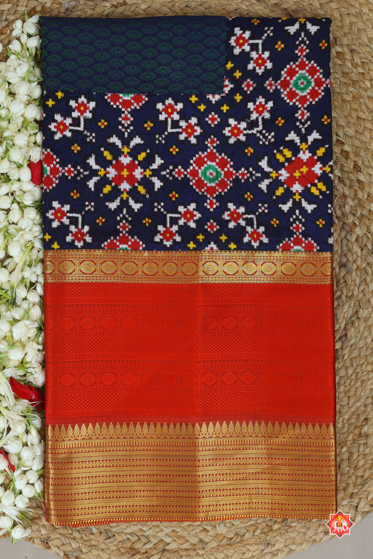 Masterpiece tissue kanchipuram with skirt border & navratna design patan patola saree