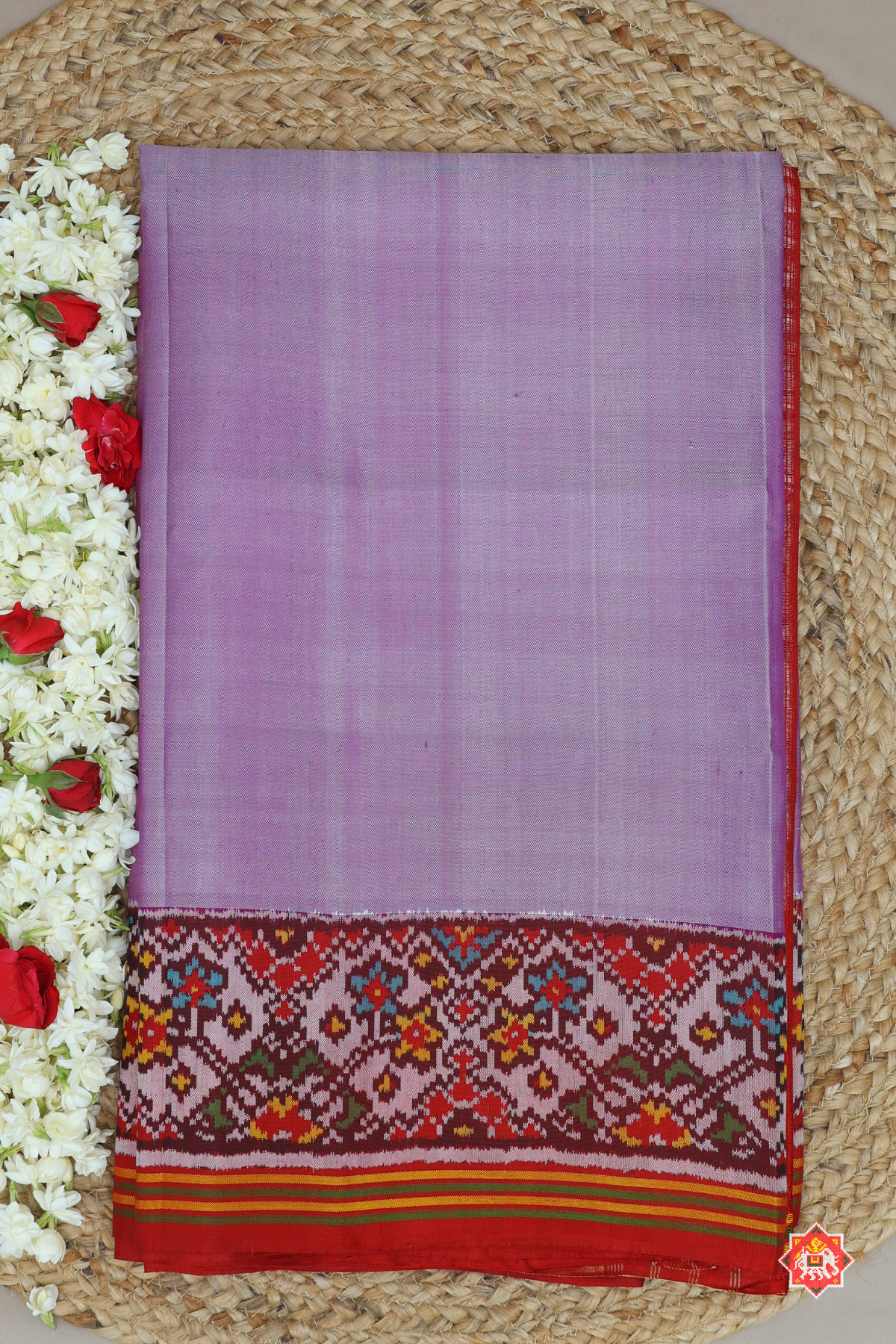 Plain patola with border pallu navratna design & blouse patola design with minakari work patola saree