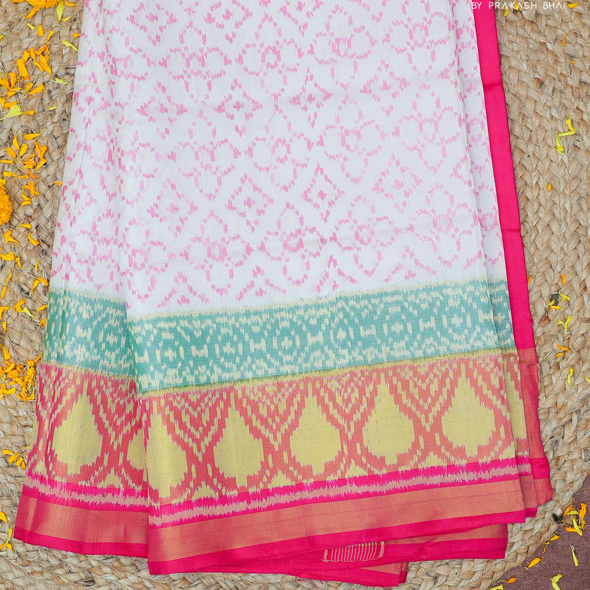 Small Flowers Designer Single Ikat Patola Saree – PATOLA By Prakash Bhai