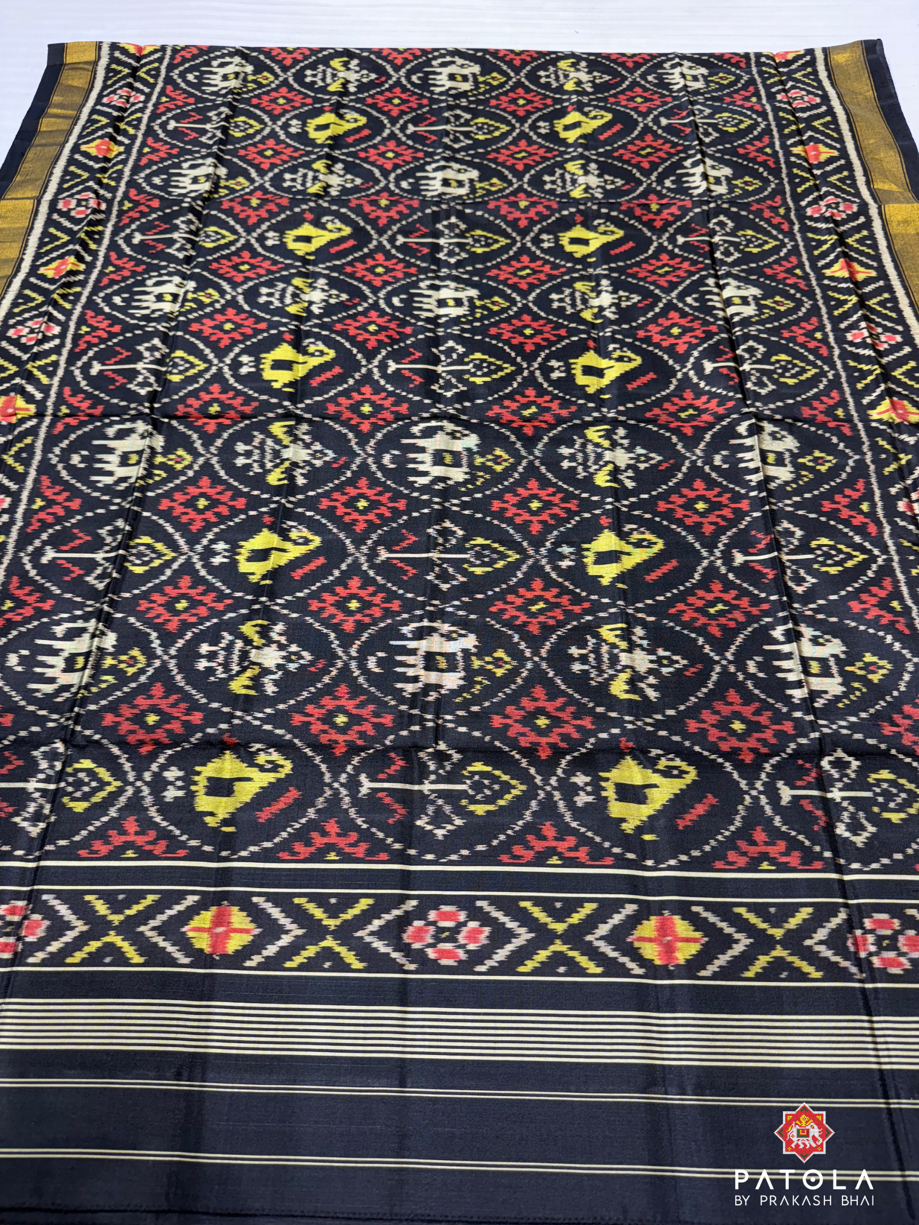 Small Black Figures Design Single Ikat Patola Dupatta