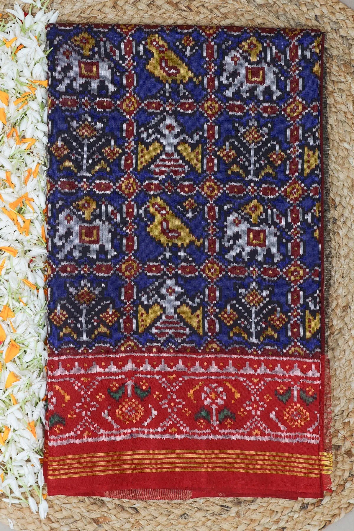 Minakari work with motif design traditional border semi double ikat patola saree