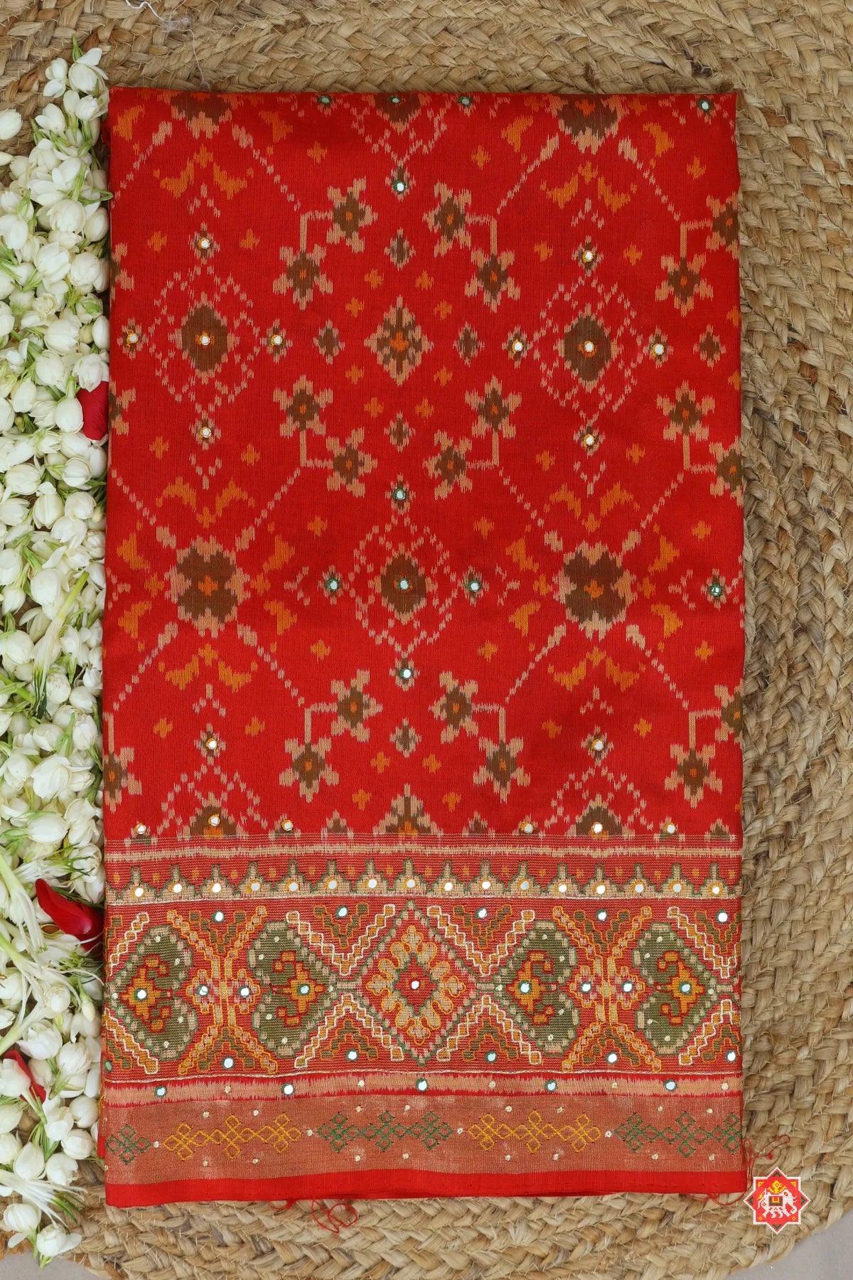 masterpiece navrtan patola design with mirror work saree