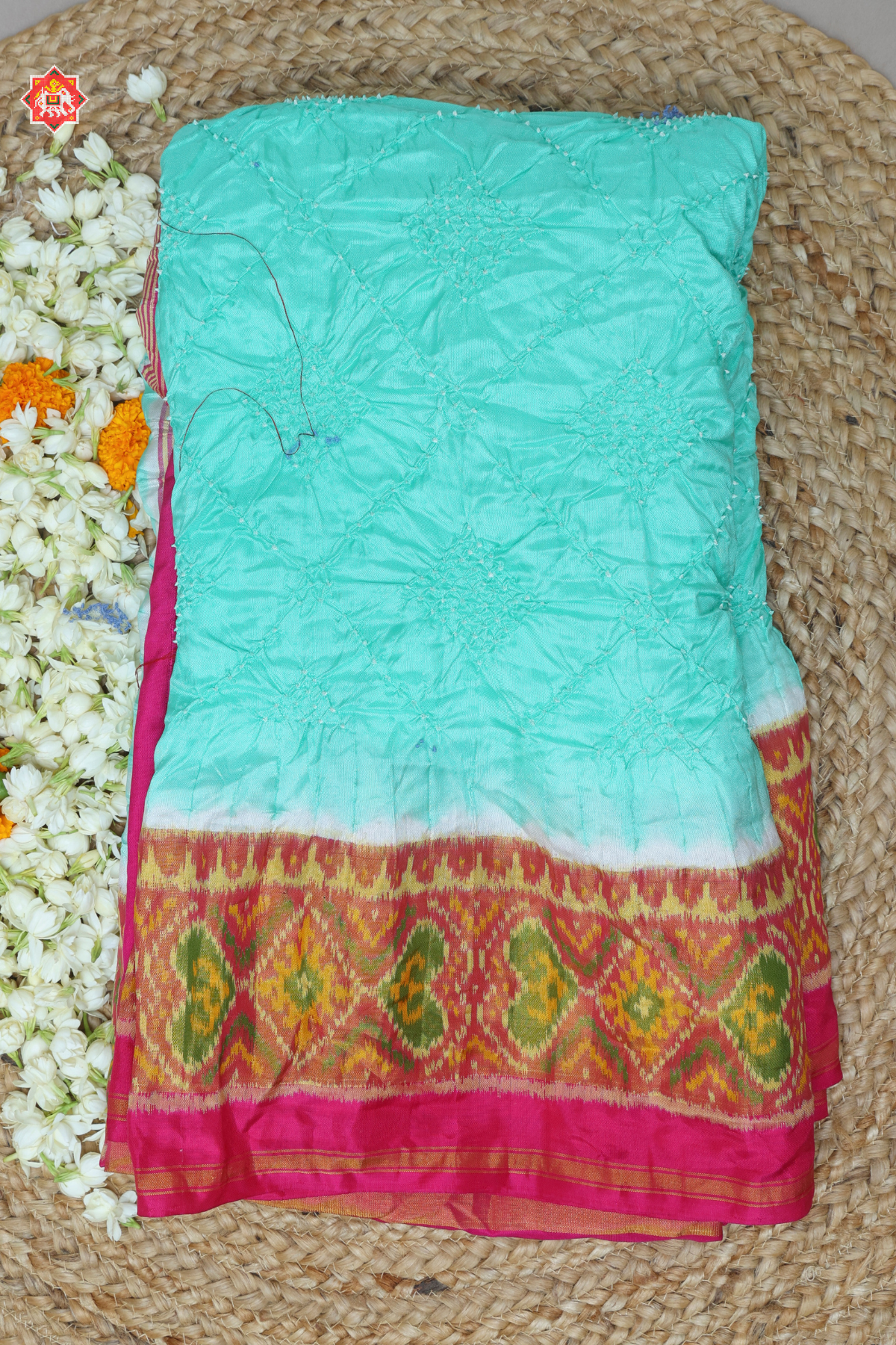 Pallu border patola design with tissue border bandhej patola saree