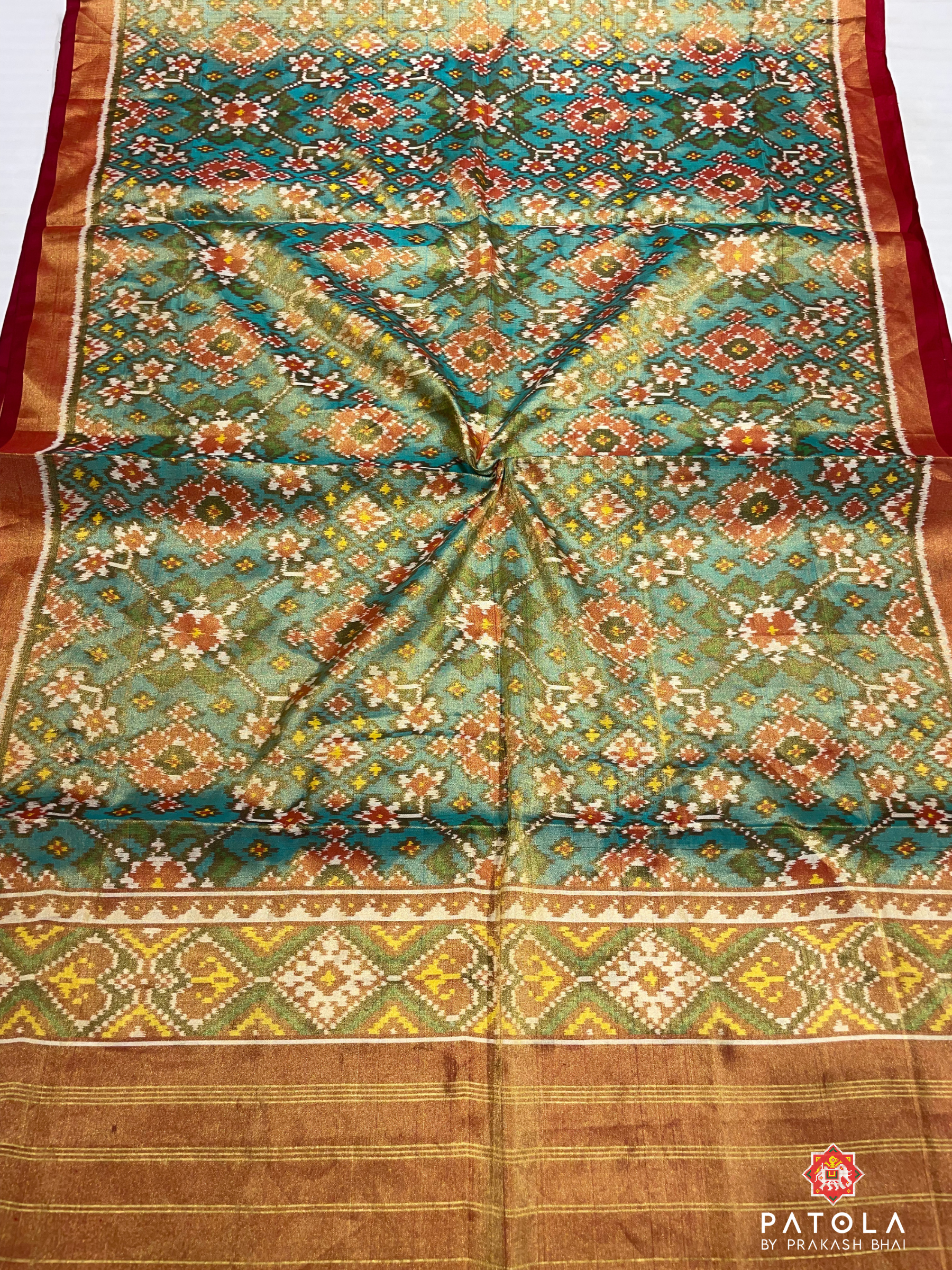 C-Green Navratna Design Tissue Patola Dupatta