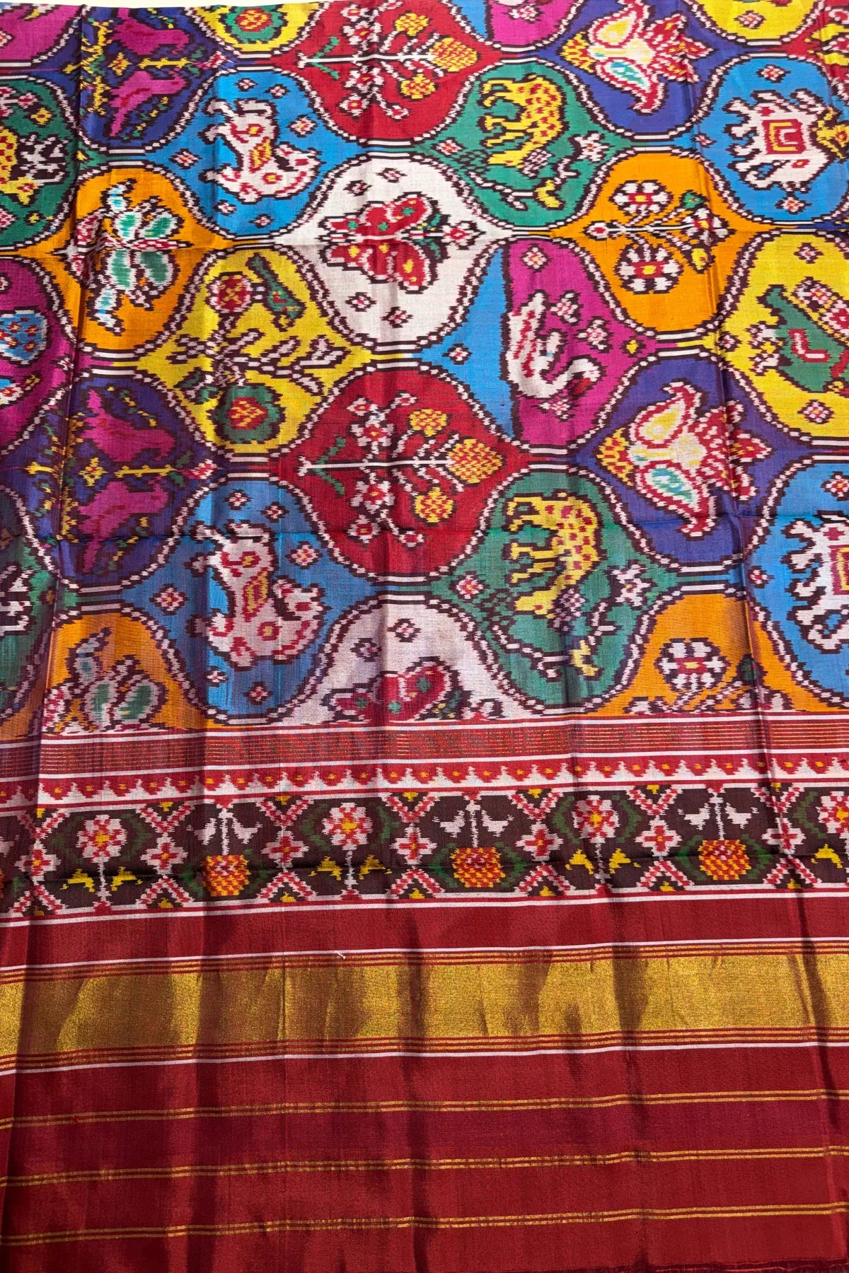 Master piece motifs design semi double ikat dupatta