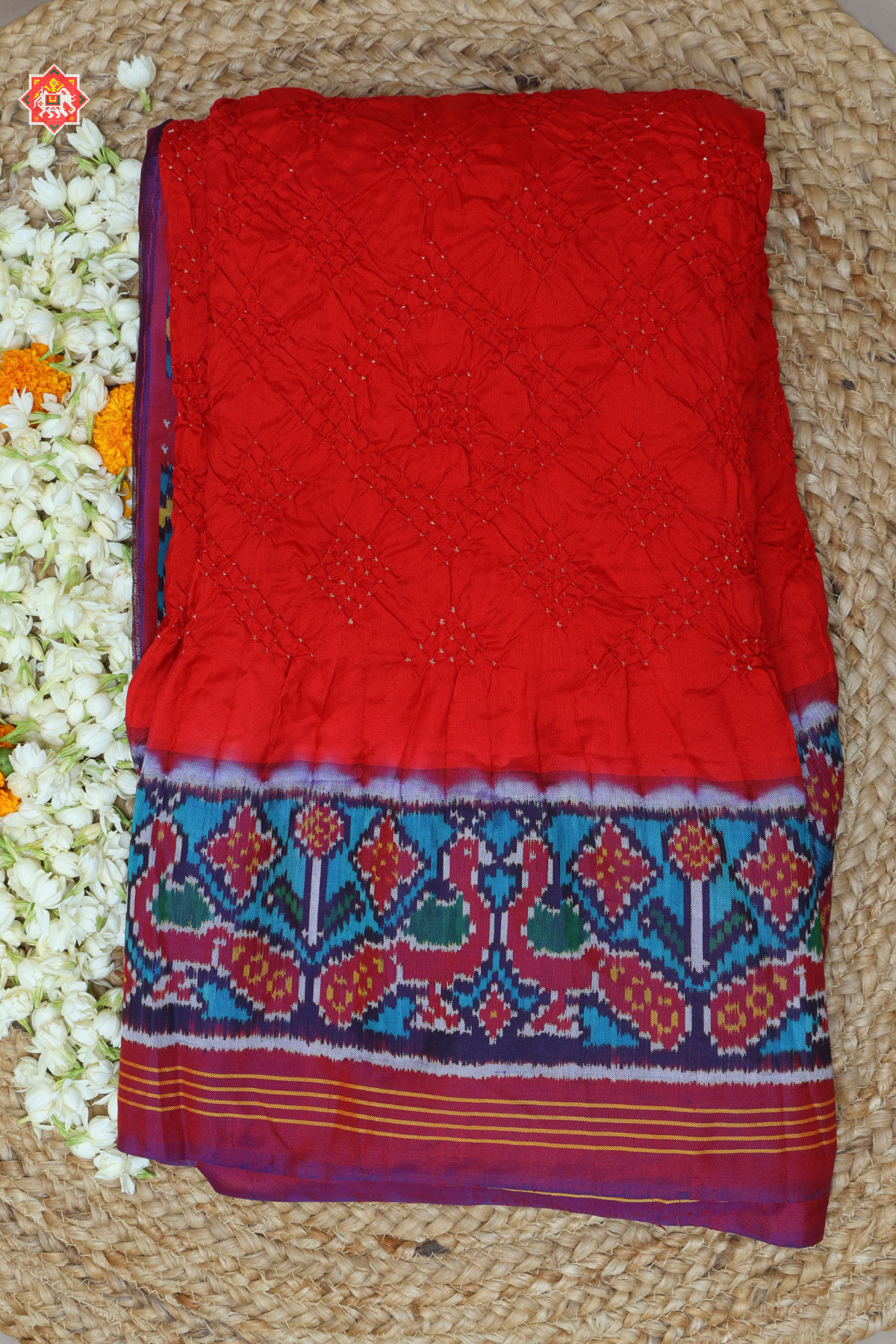 Peacock border pallu with blouse design bandhej patola saree