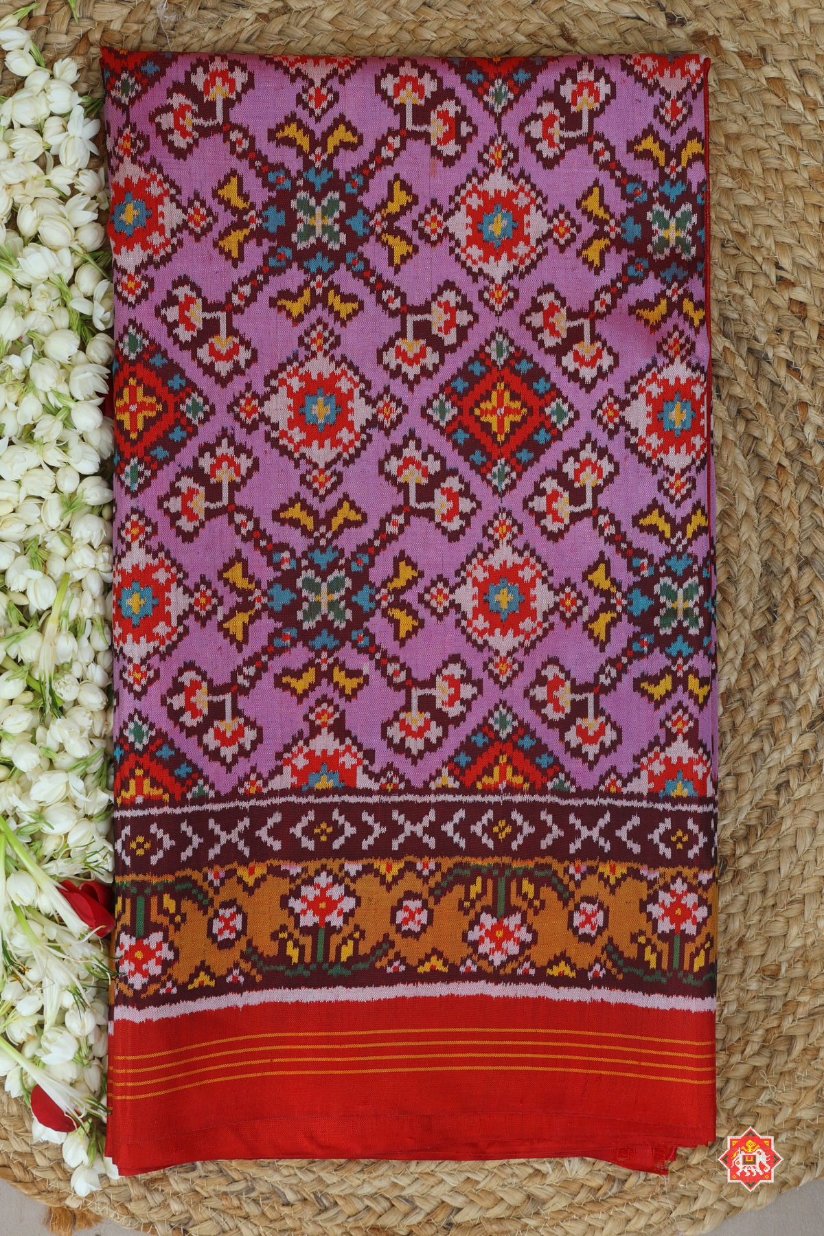 Master piece minakari work & navratna design semi double ikat patola saree