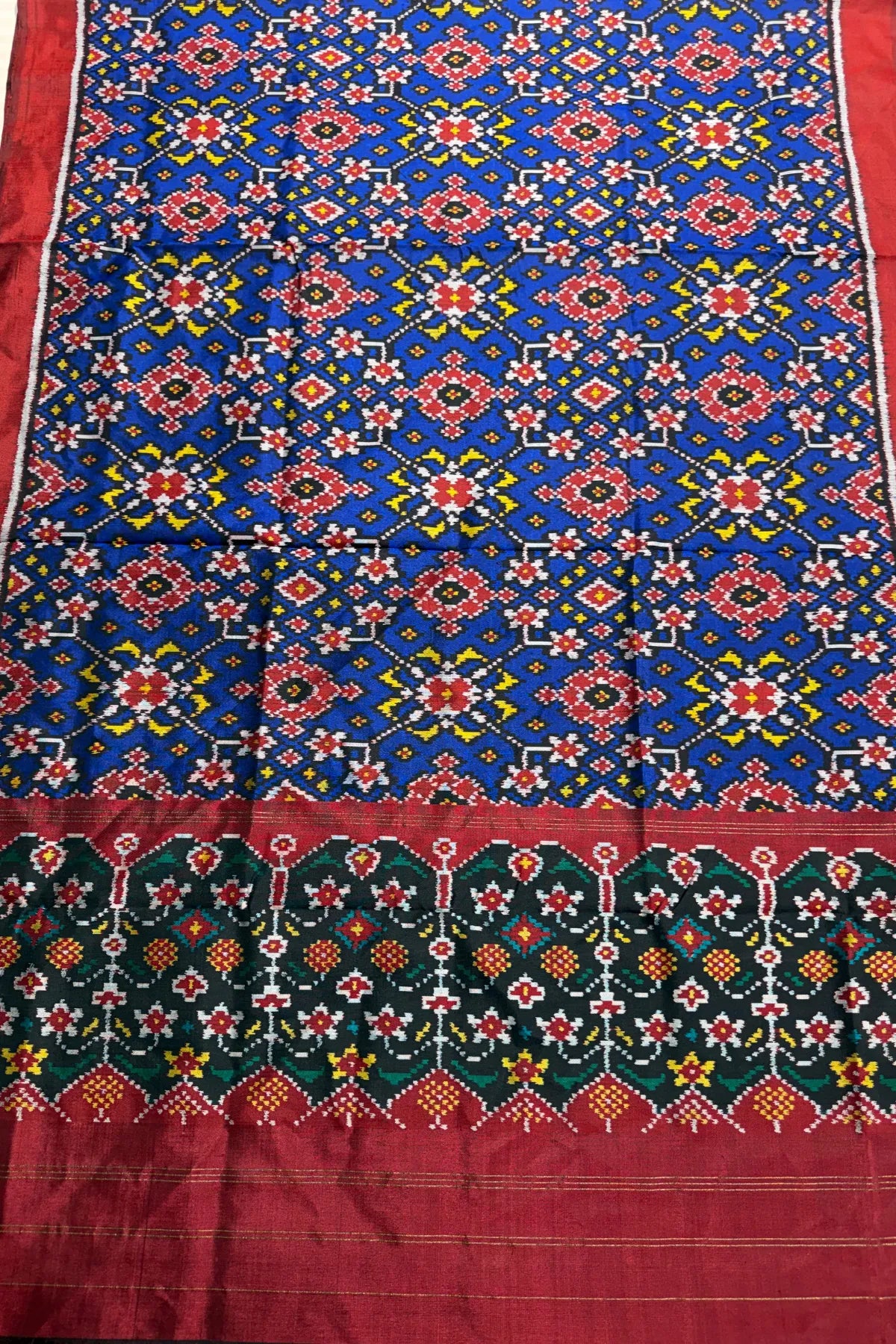 Traditional navratna design & minakari work  semi double ikat dupatta