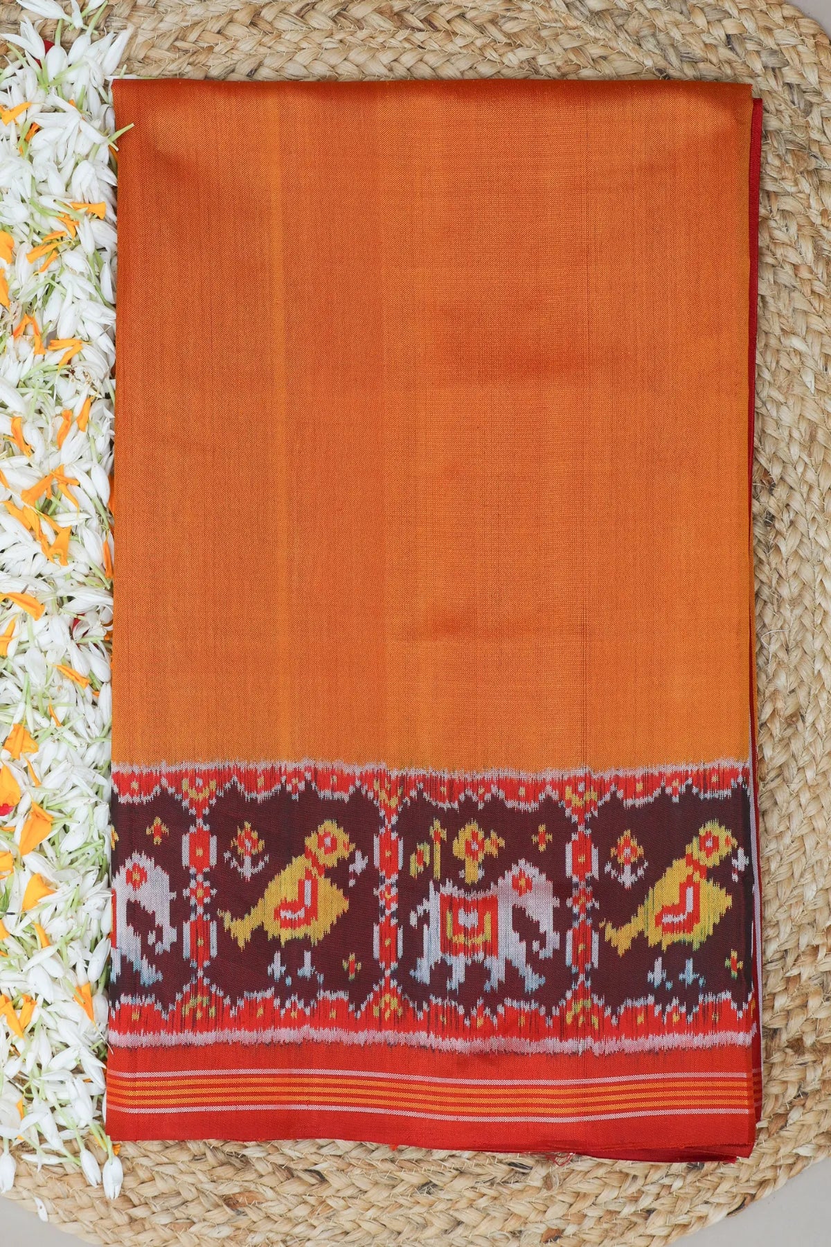 Plain patola saree motif design border pallu semi double ikat patola saree