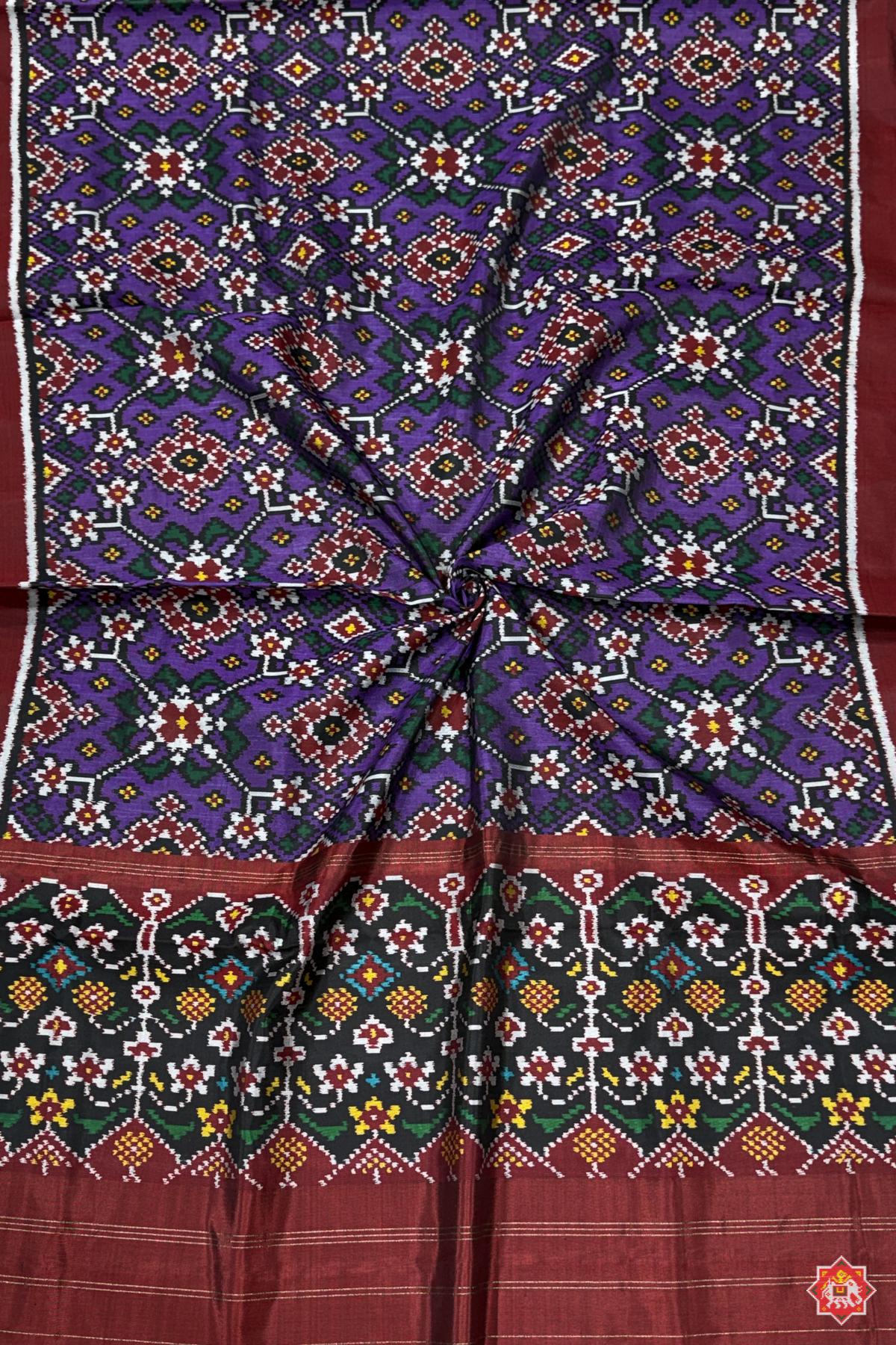 Navratna design with minakari work semi double ikat patola dupatta