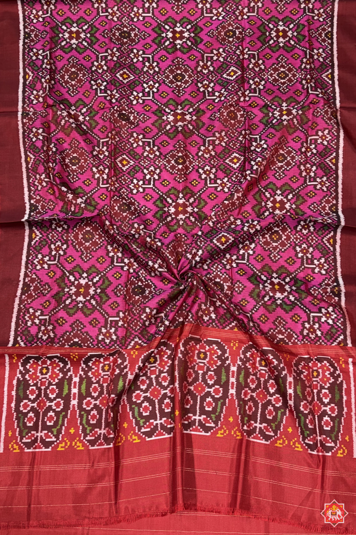 Navratna design with minakari work semi double ikat patola dupatta