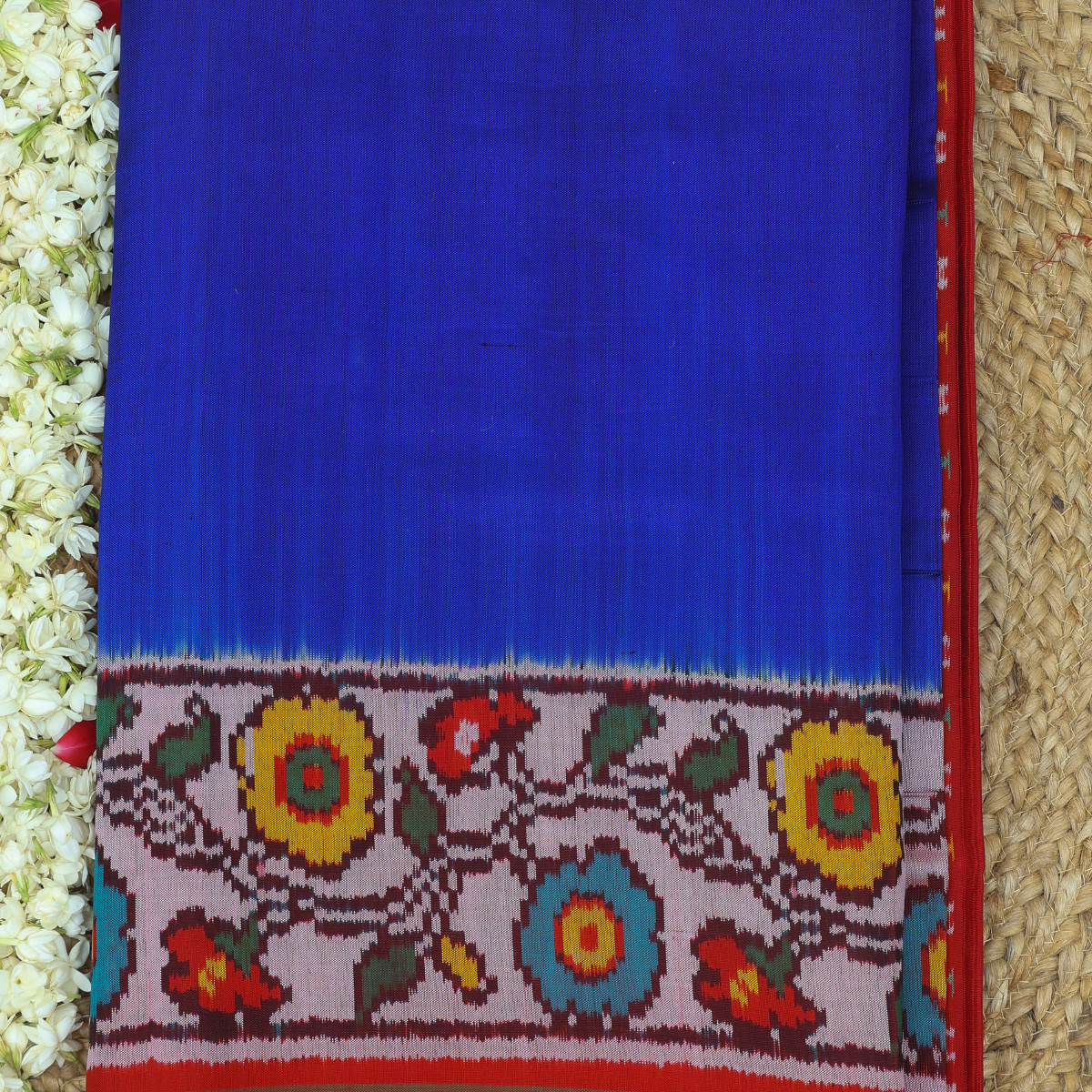 Plain patola with flower border & blouse patola design semi double ika ...