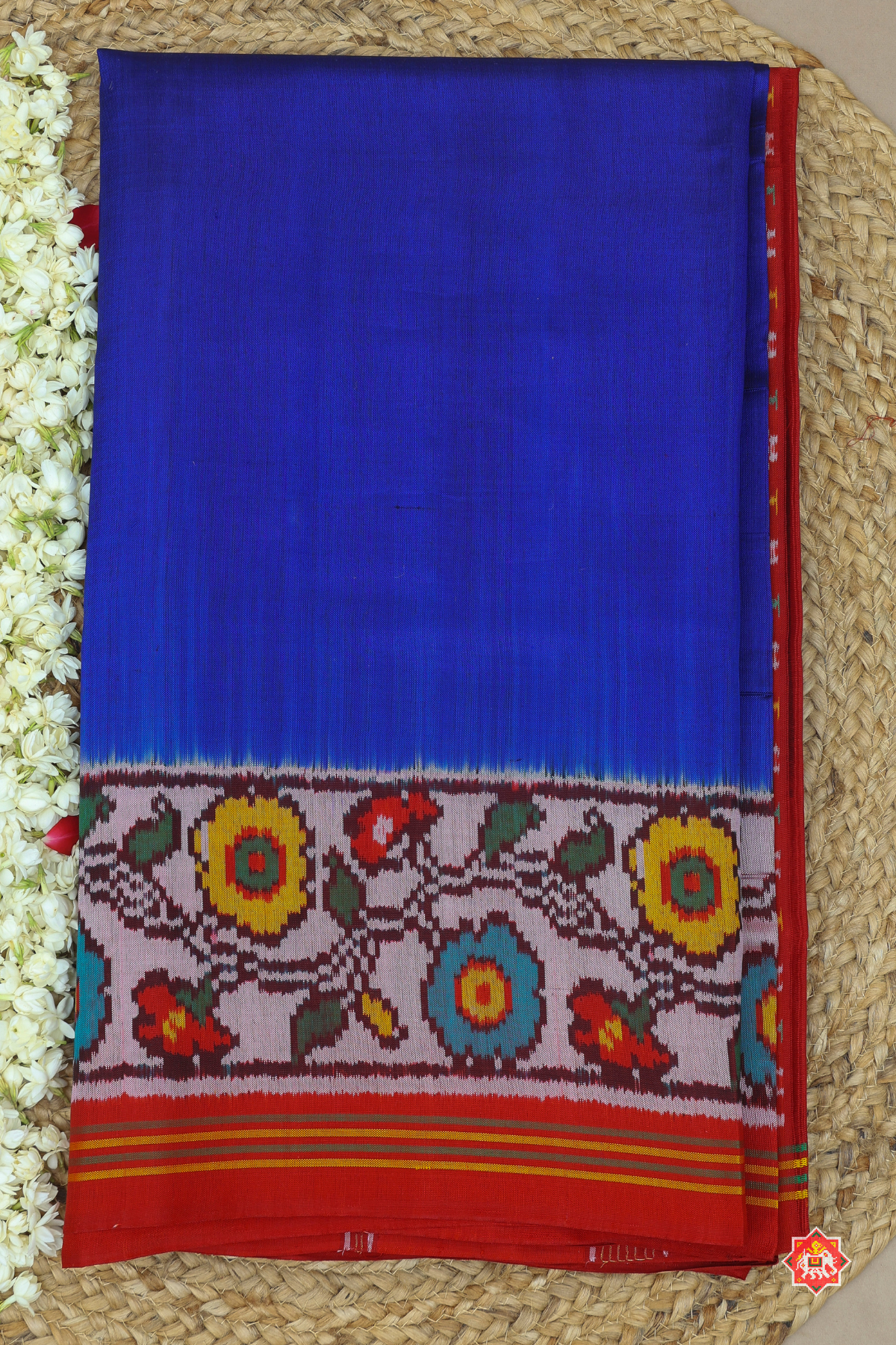 Plain patola with flower border & blouse patola design semi double ikat patola saree