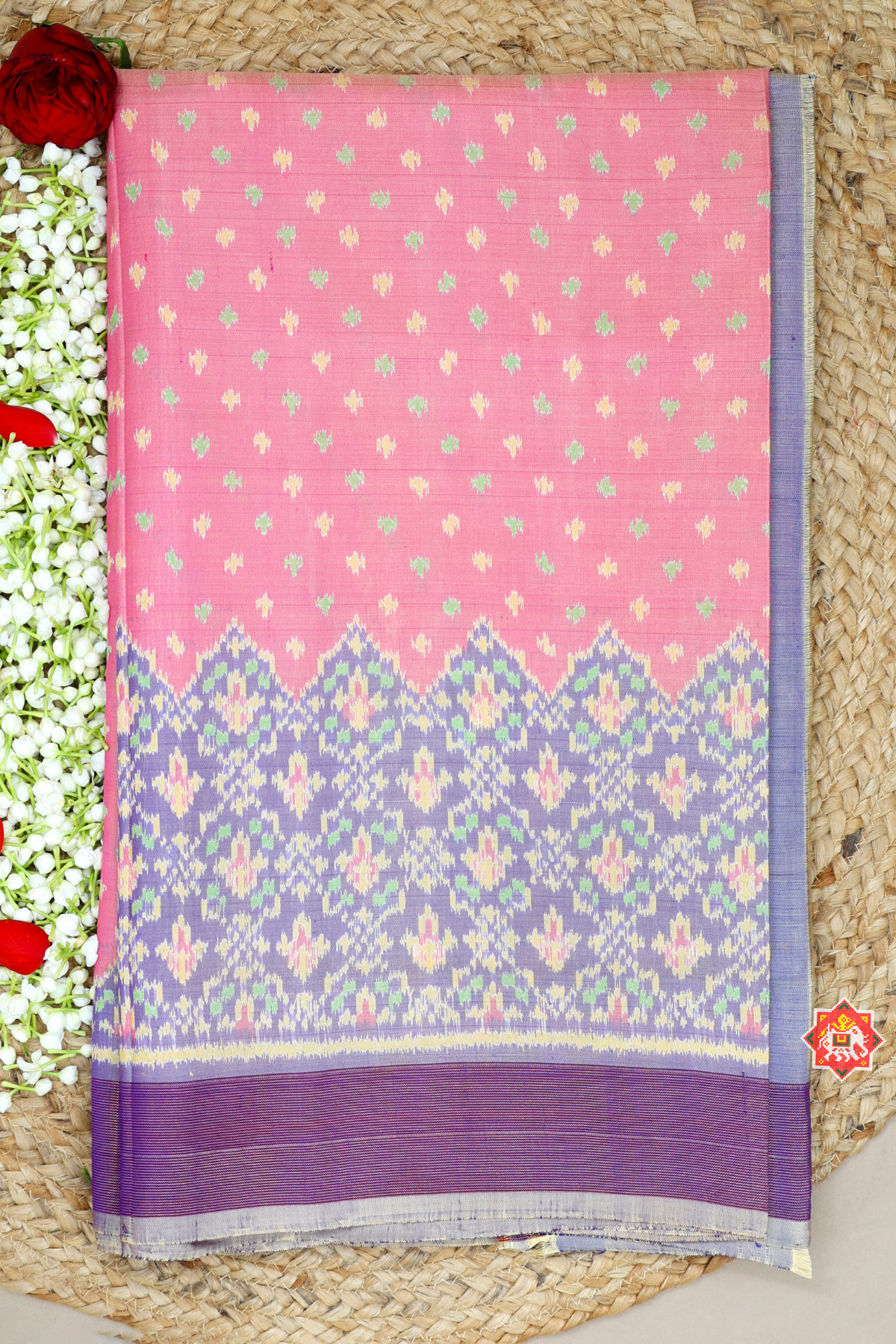 Skirt tissue border with blouse design single ikat patola saree