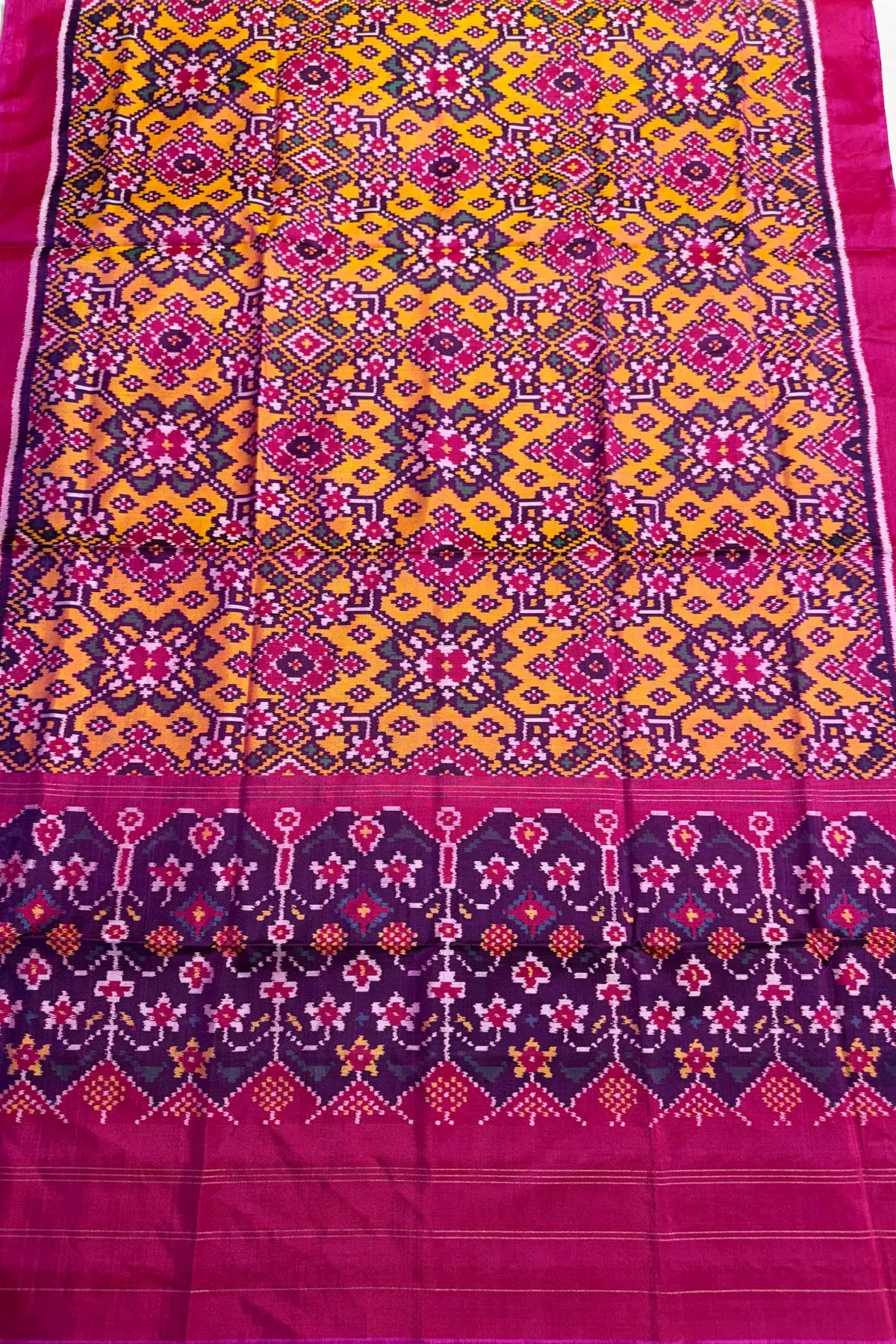 Navratna design with minakari work semi double ikat patola dupatta