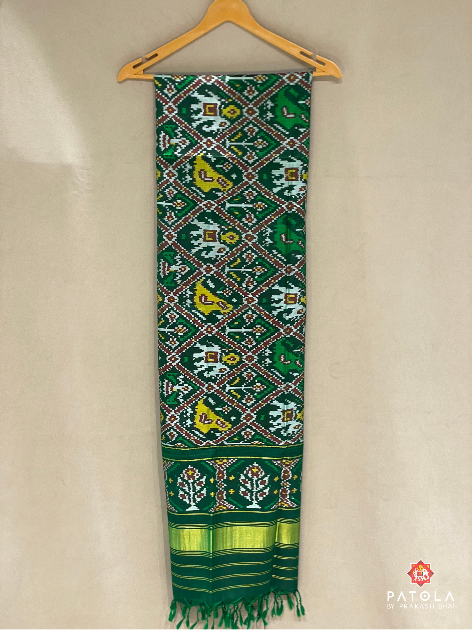 Adtala With Hathi Popat Designer Semi Double Ikat Dupatta