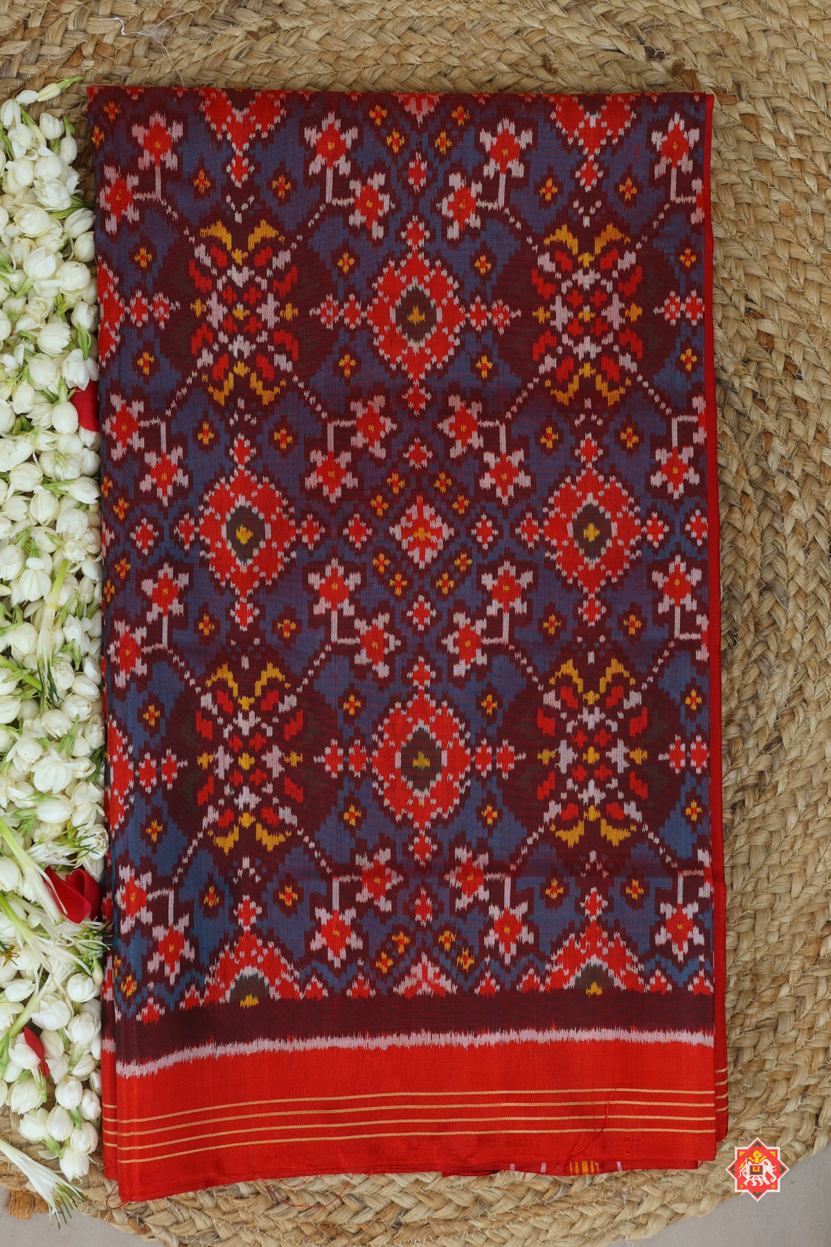 Navaratna design minakari work without tissue small border single ikat patola saree