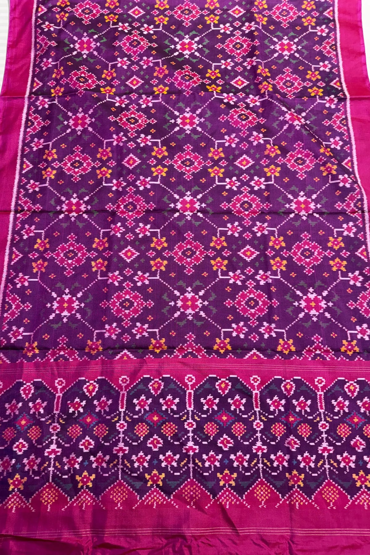 Traditional navratna designer semi double ikat dupatta