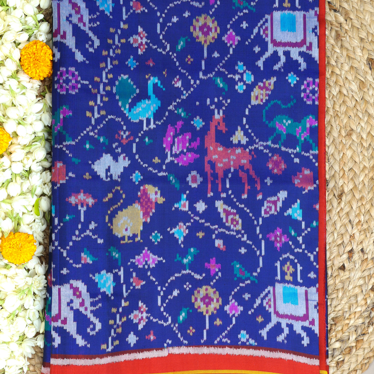 Master piece Animals with flowers design semi double ikat patola saree ...