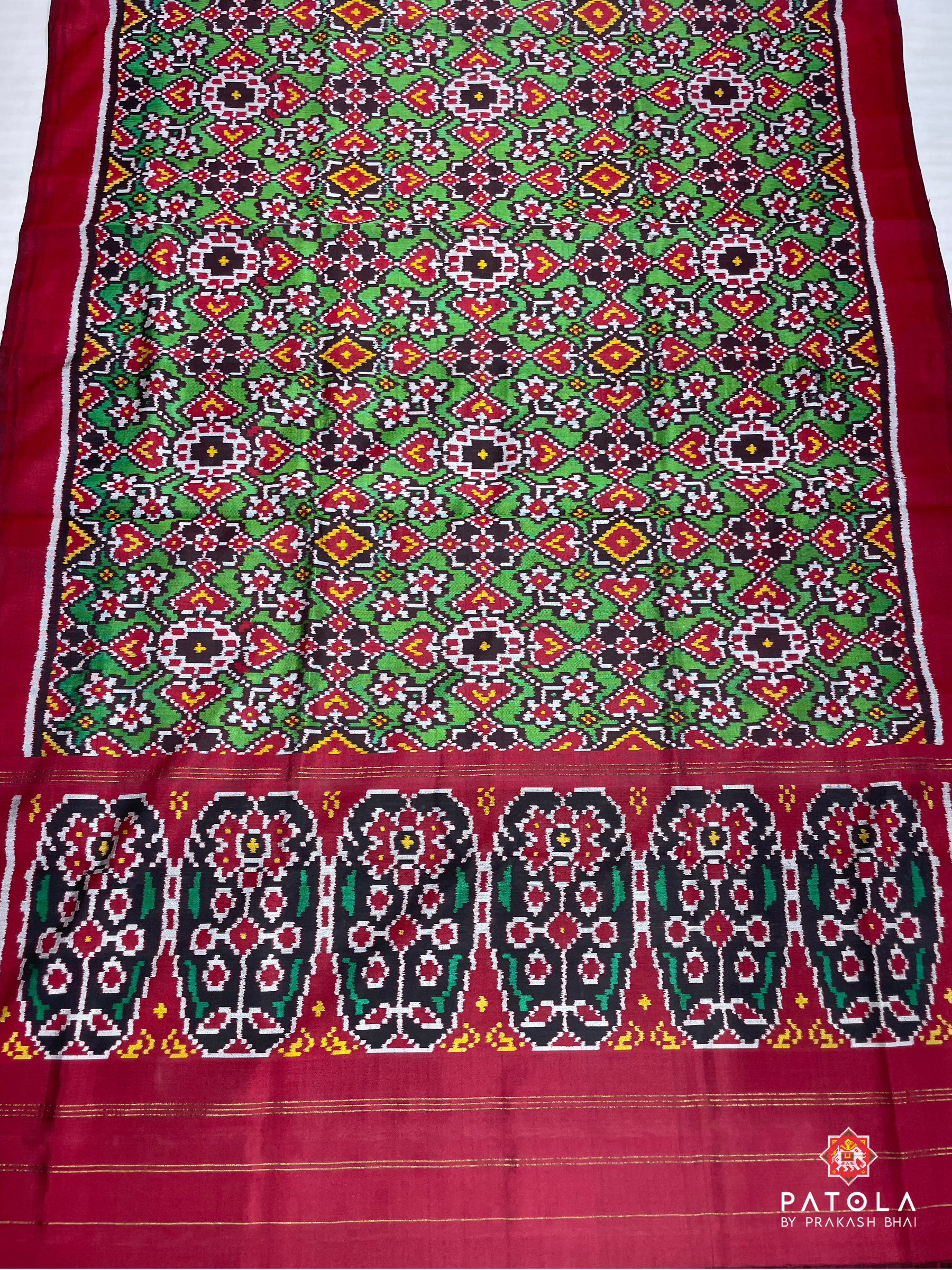 Navratna Pan Chanda Mix Designer Semi Double Ikat Dupatta