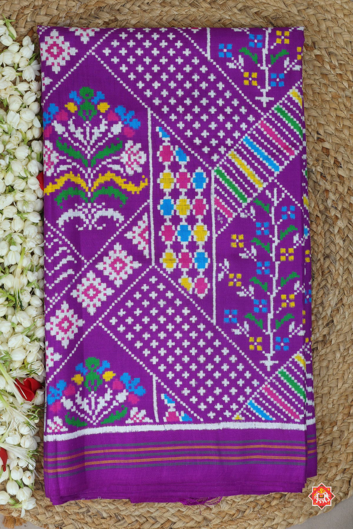 Masterpiece patan patola purple chhabadi with leaves design  pure double ikat patola saree