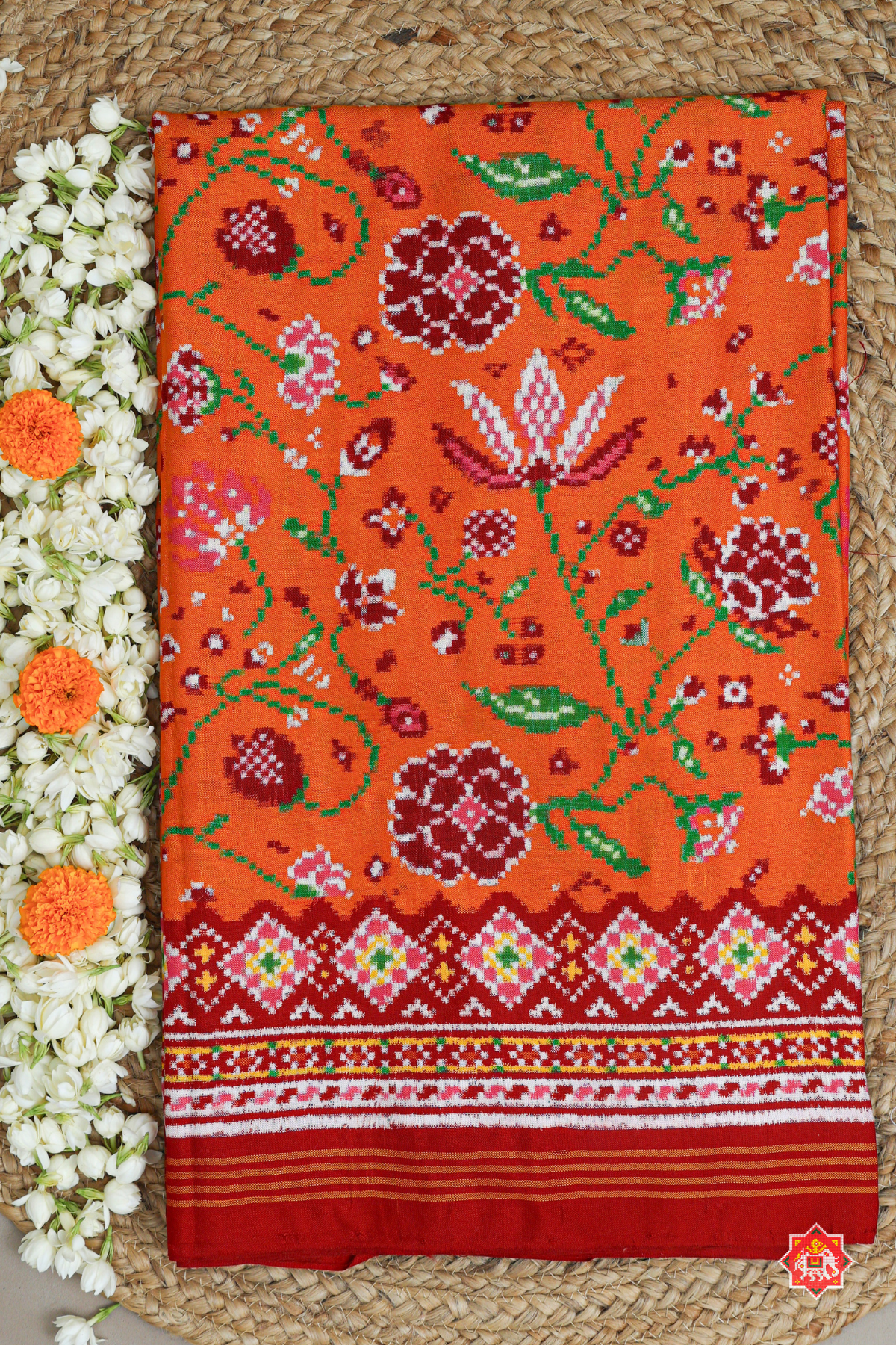 Masterpiece flower design unique pallu border design pure double ikat patola saree