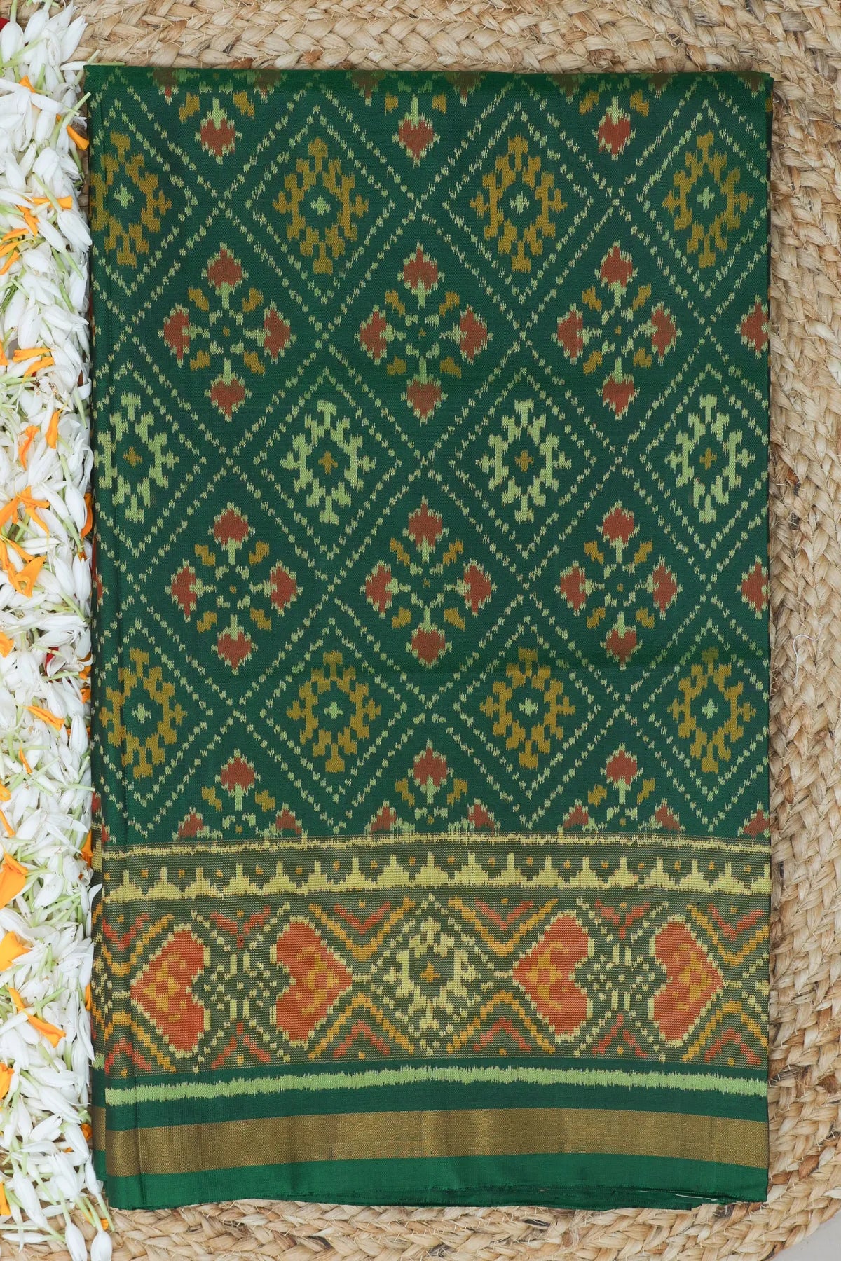 Chanda bhatt design with tissue border single ikat patola saree