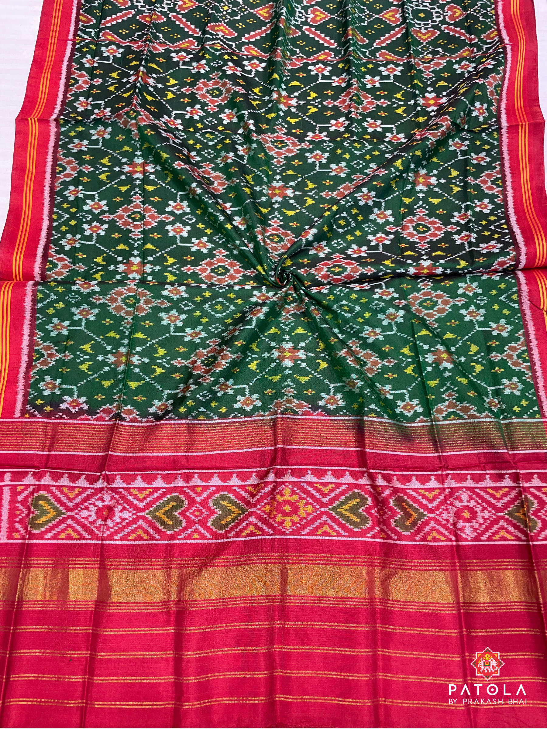 Manekchowk Navratna mix Designer Semi Double Ikat Patola Dupatta