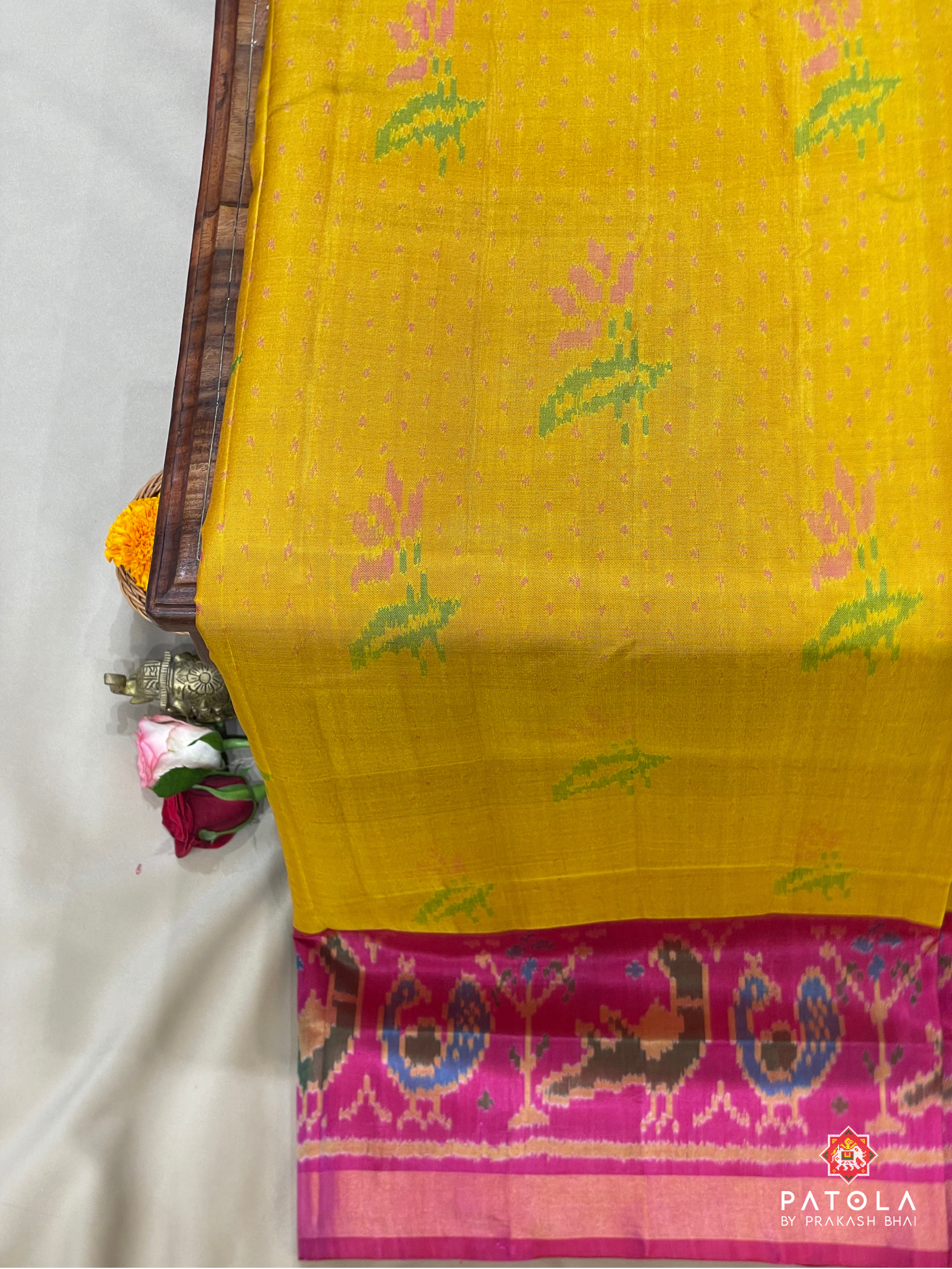 Parrot Border With Fancy Designer Single Ikat Patola Saree