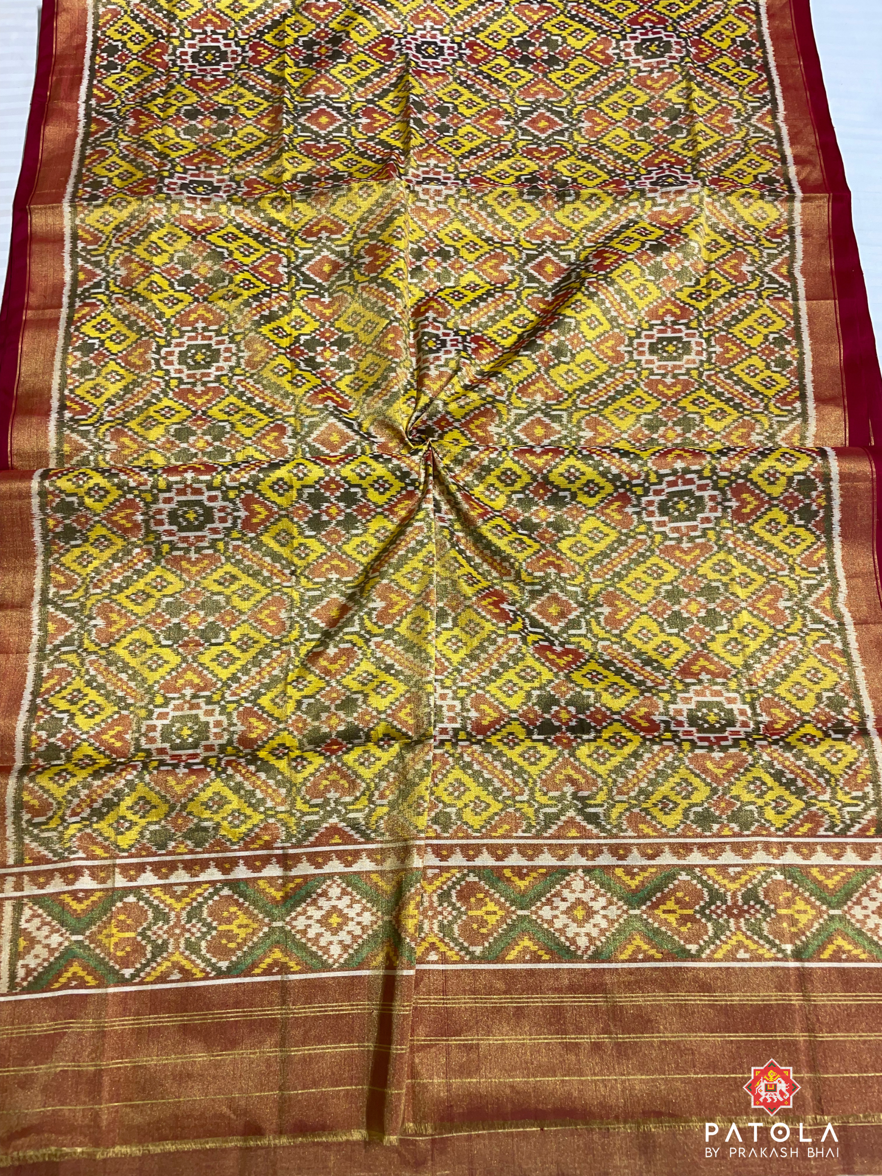 Yellow Manekchowk Designer Tissue Patola Dupatta