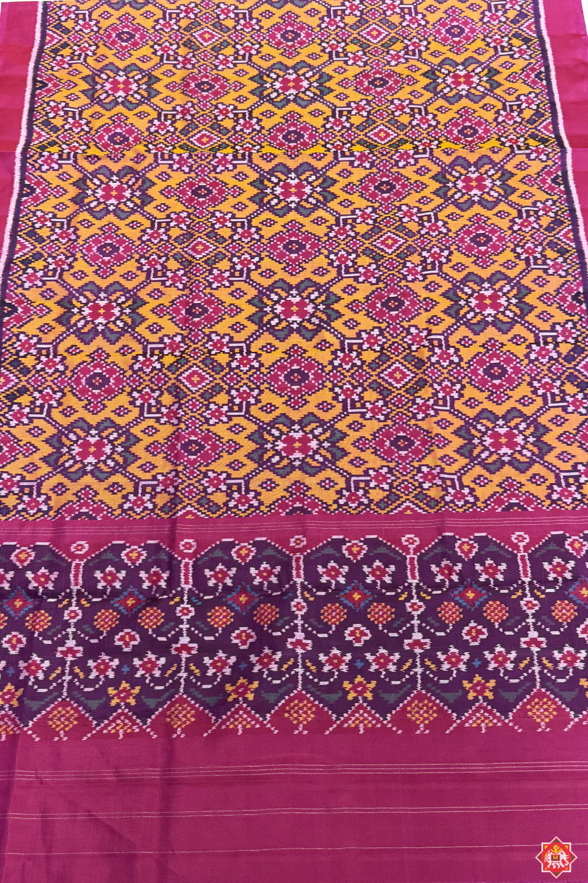 Navratna design with minakari work semi double ikat patola dupatta