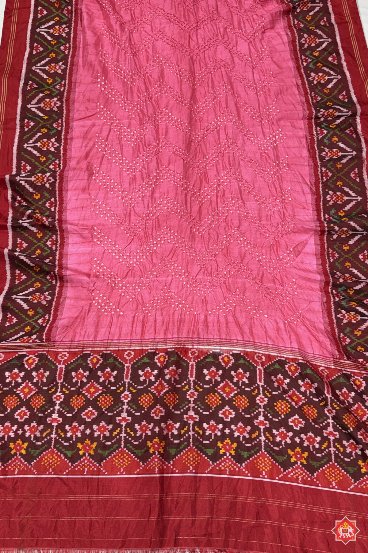 Pallu border patola design with bodywork bandhej dupatta