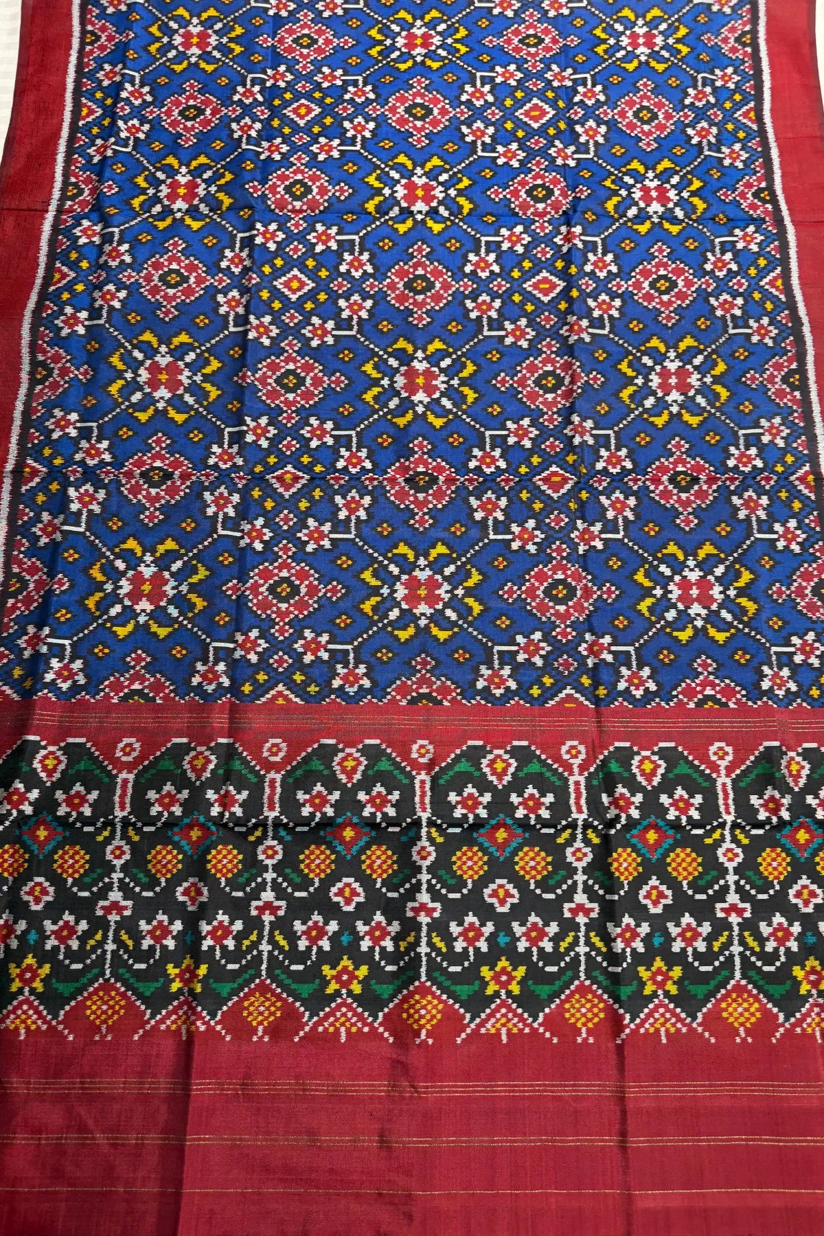 Navratna design with minakari work semi double ikat patola dupatta