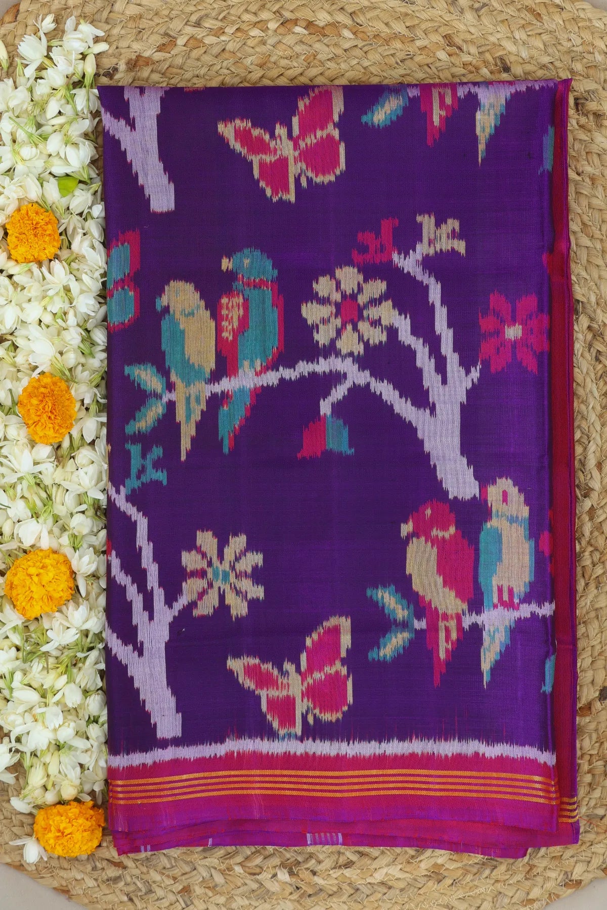 Flower design with motif design semi double ikat patola saree
