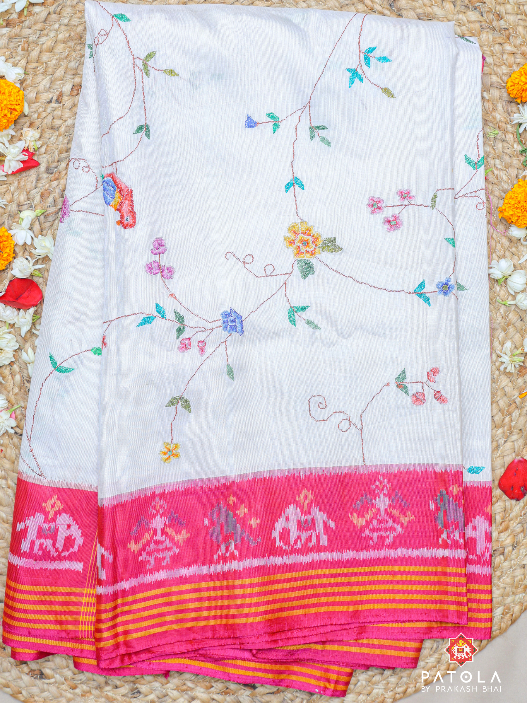 Masterpiece Patola With Petit Point Handwork With Patola Design Blouse Semi Double Ikat Patola Saree