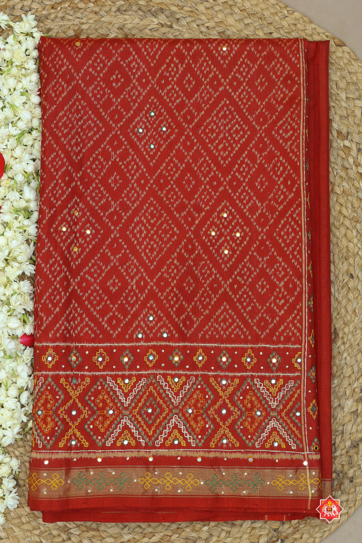 Masterpiece Patola saree bandhej design with pallu border pure traditional (mirror work) Saree