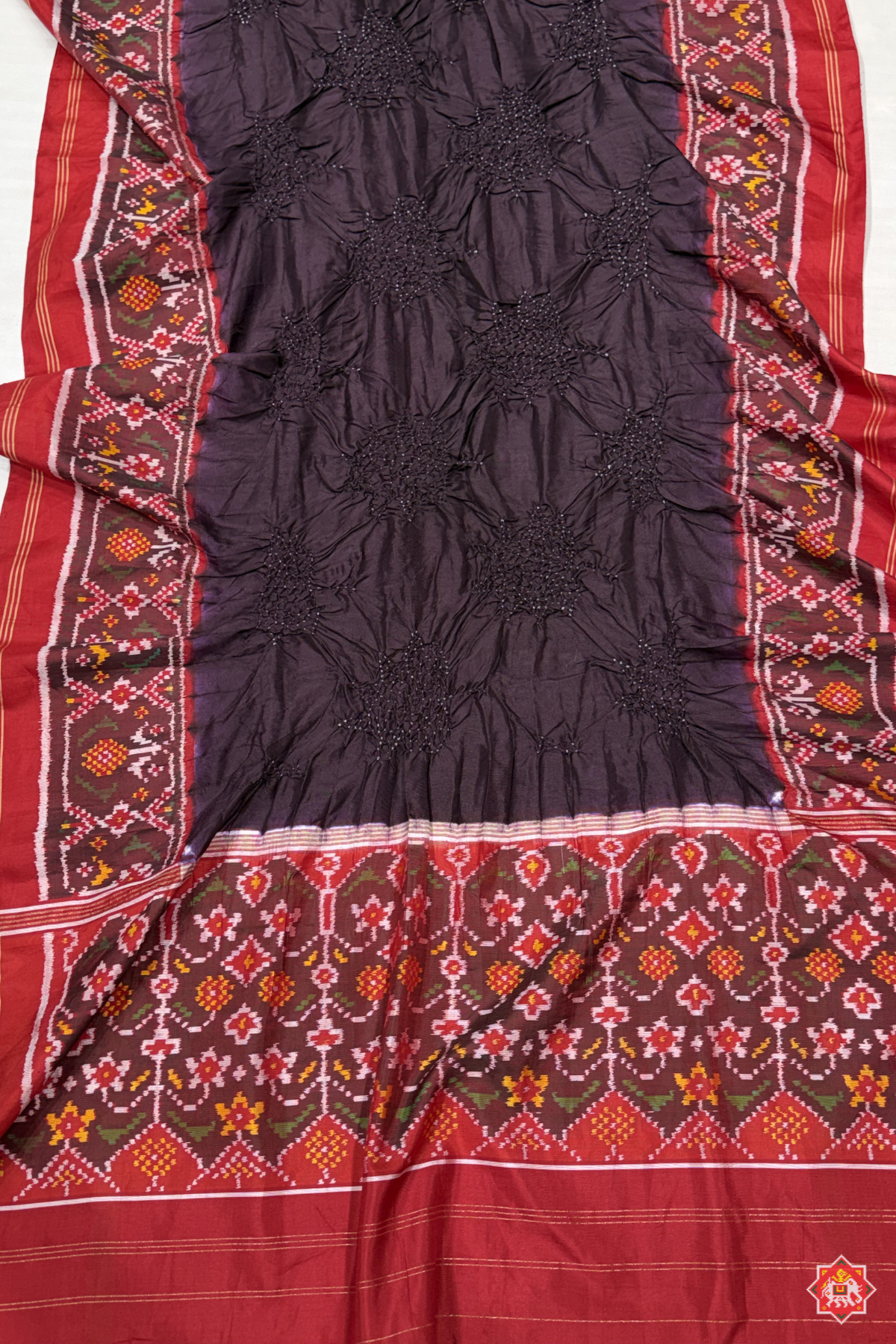 Pallu border patola design with bodywork bandhej dupatta