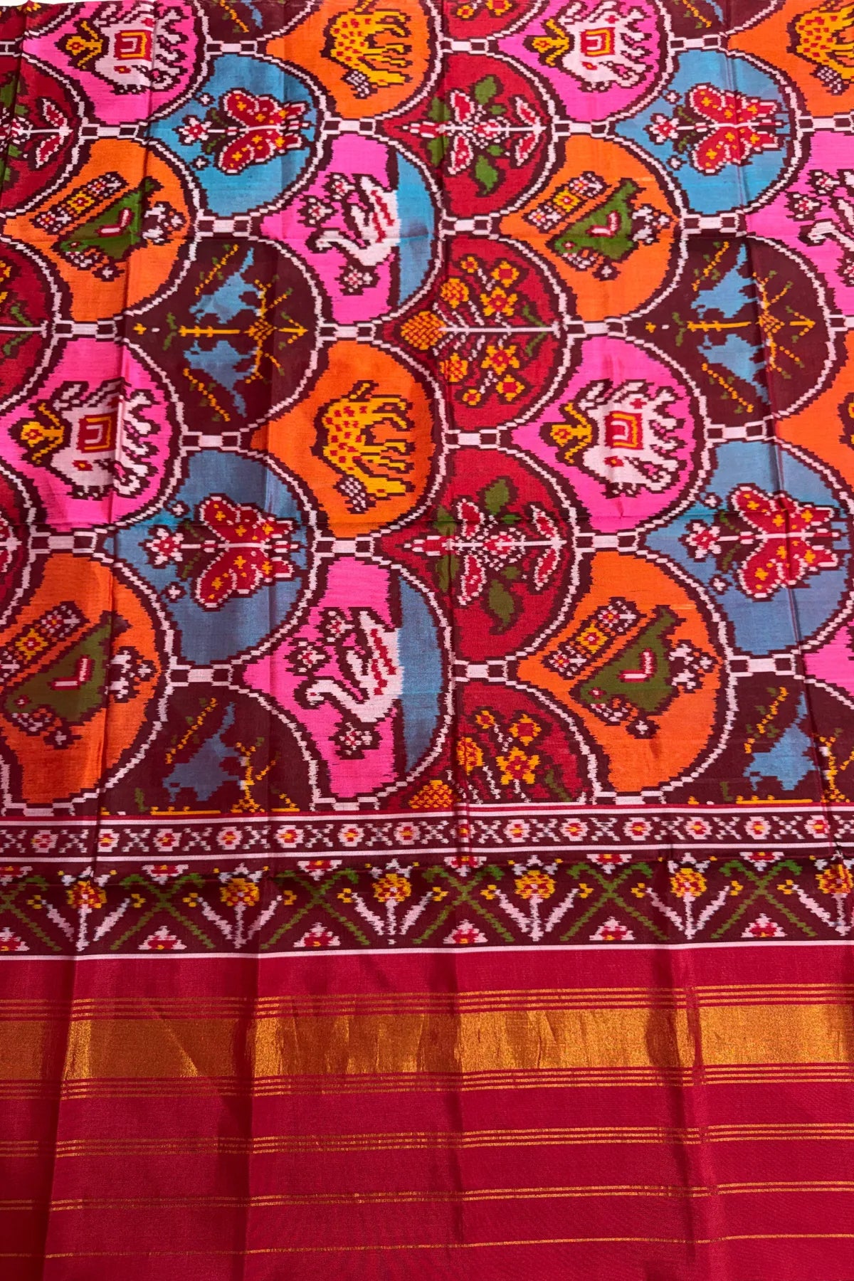 Master piece 7 motifs design semi double ikat dupatta