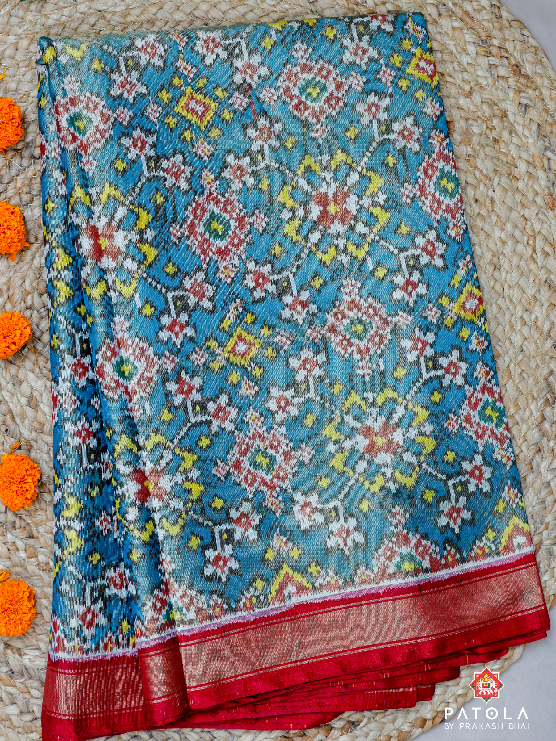 C-Green Navratna Design Tissue Patola Saree