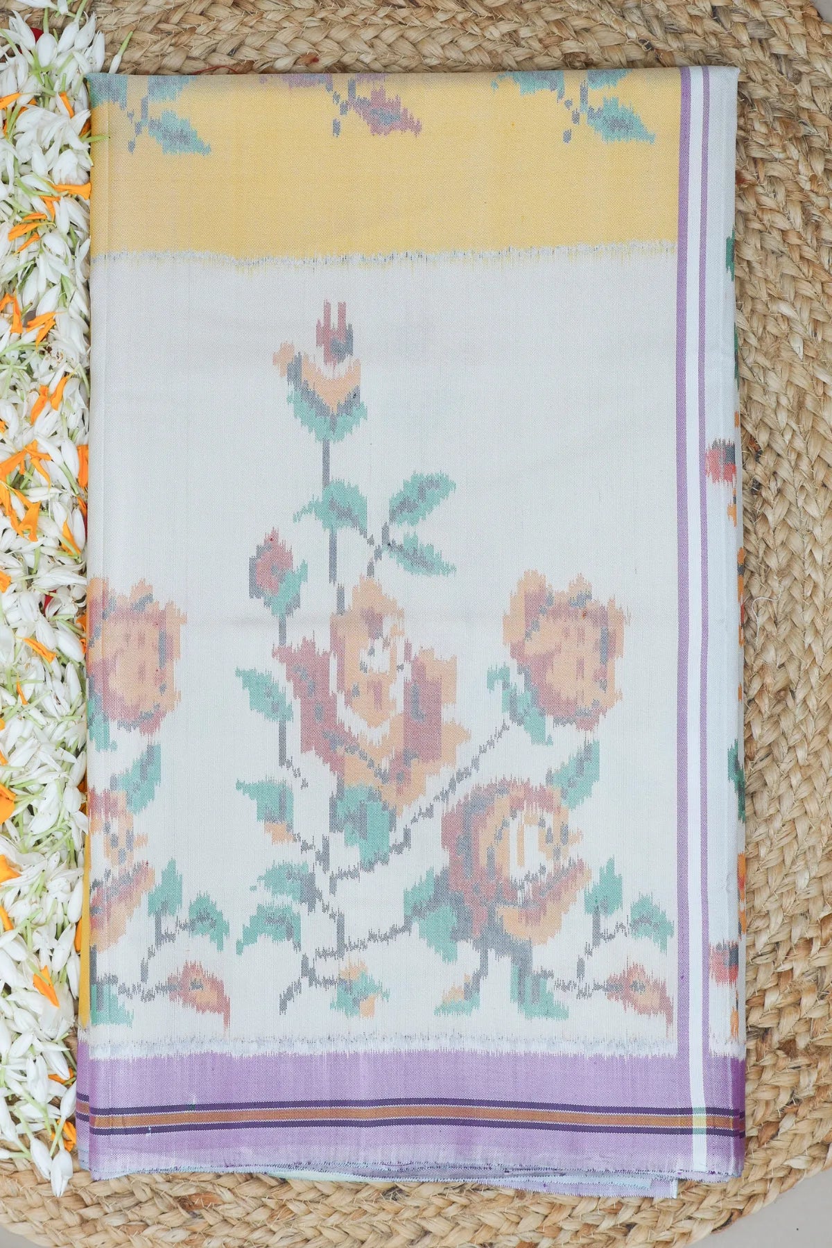 Masterpiece suct border with flower design pallu semi double ikat patola saree