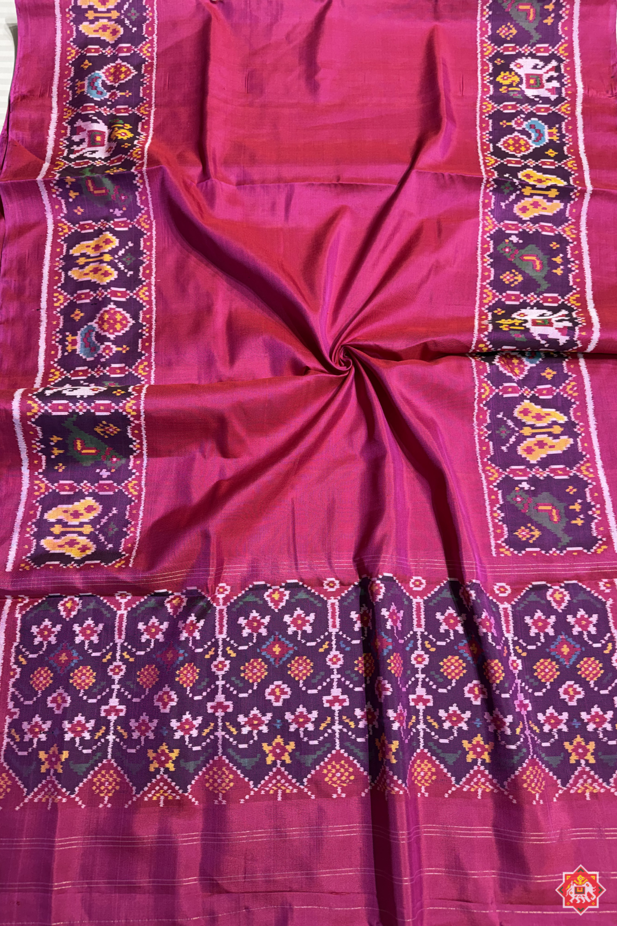 Pallu border motif design plain semi double ikat dupatta
