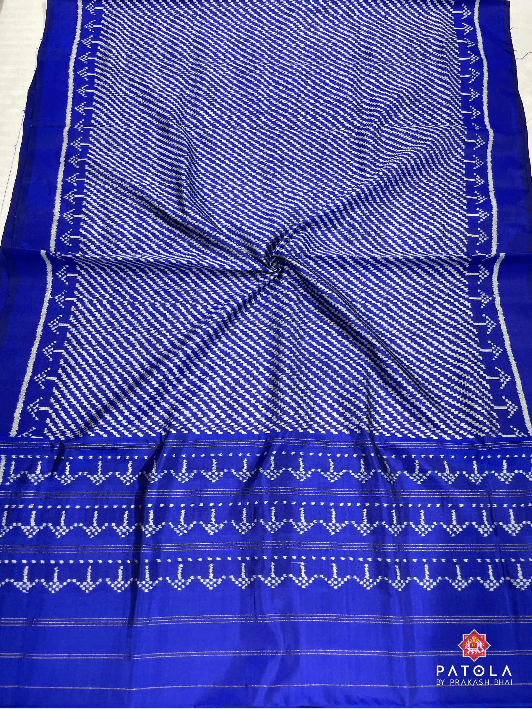 Blue Laheriya Designer Semi Double Ikat Patola Dupatta