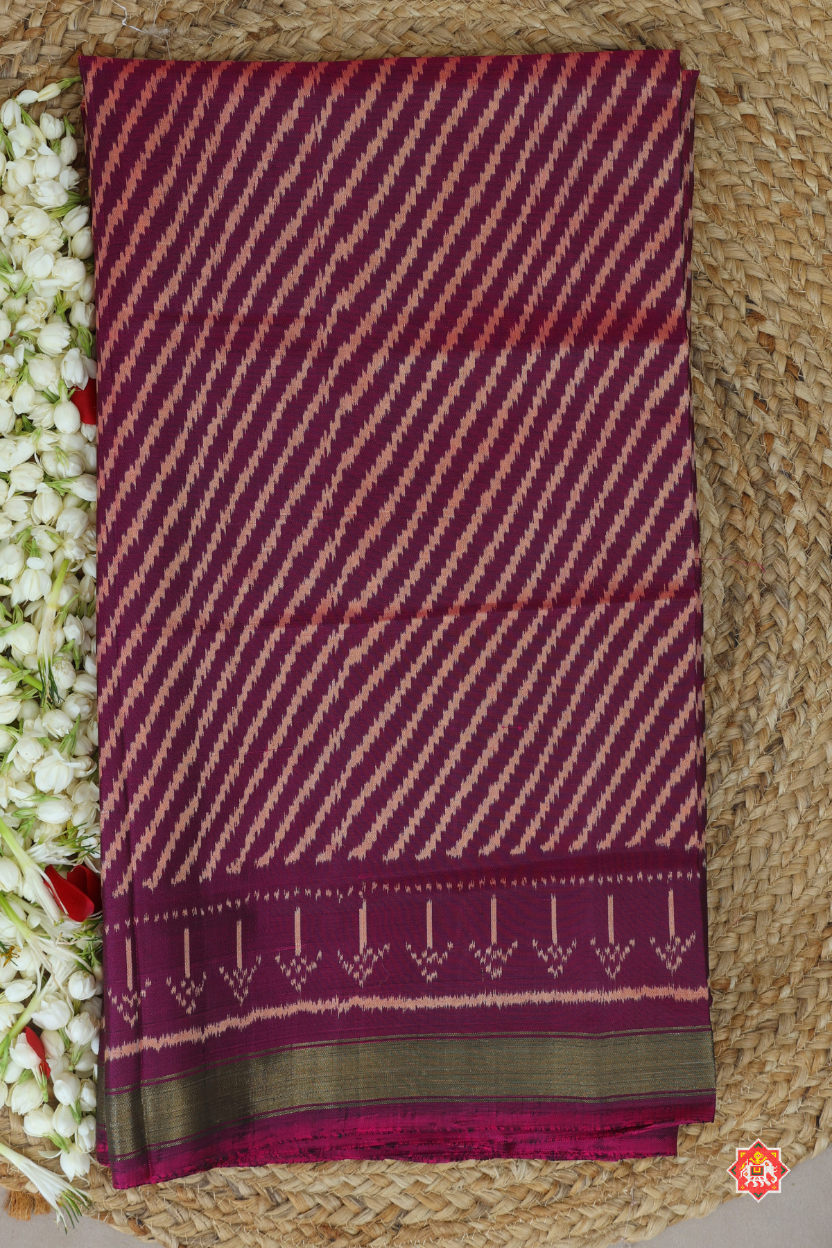 Lehriya design with small tissue border single ikat patola saree ( office ware)