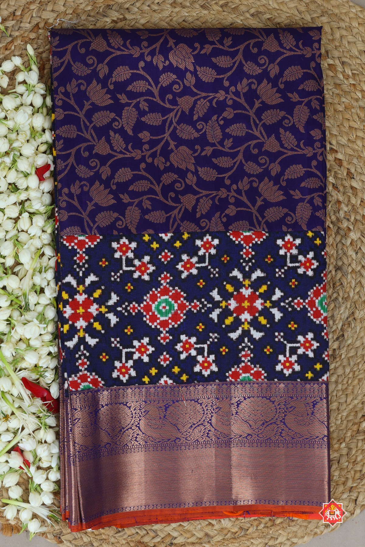Masterpiece tissue kanchipuram with skirt border & navratna design patan patola saree