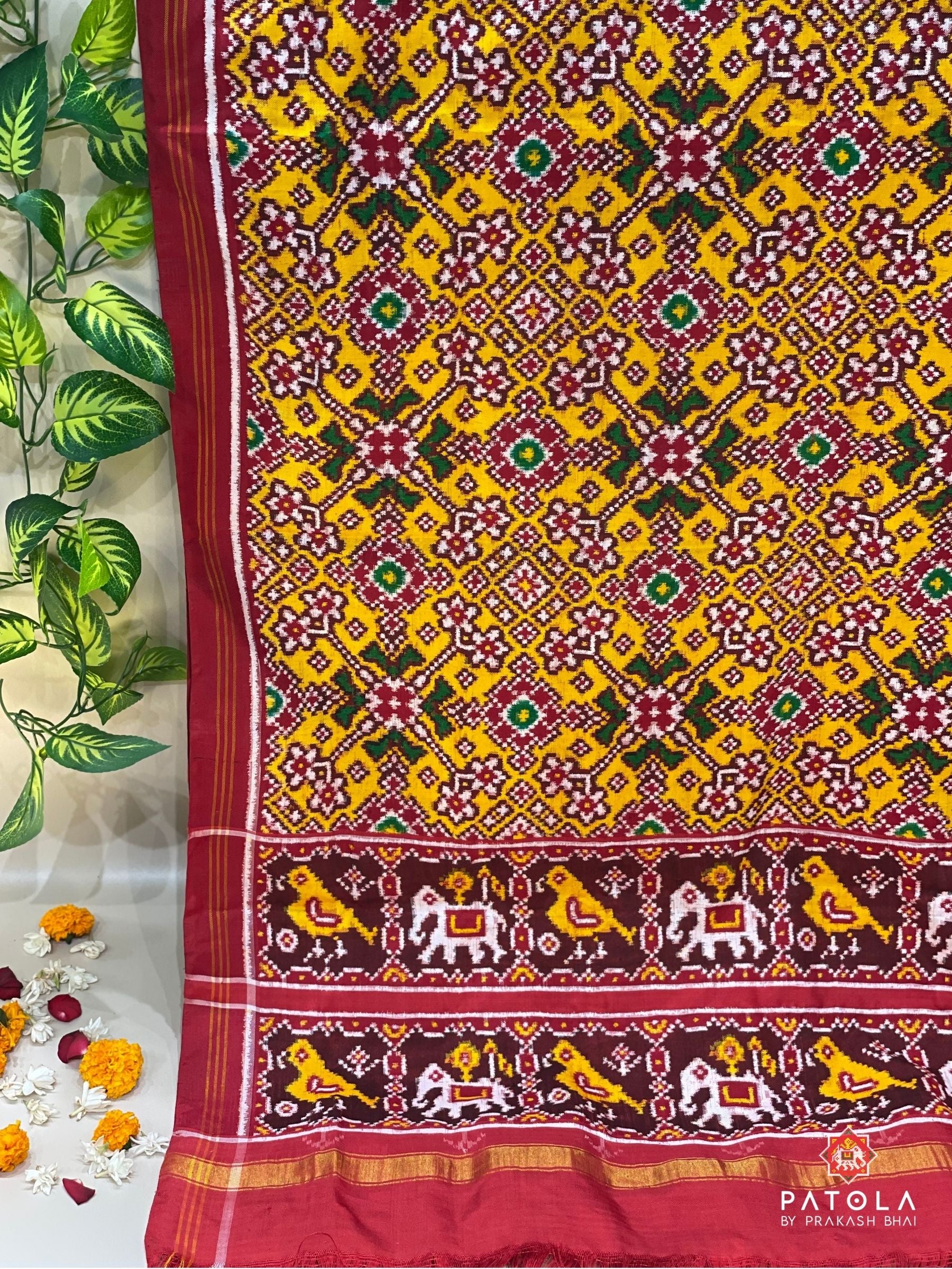 Pure Double Ikat Navratna Designer Dupatta
