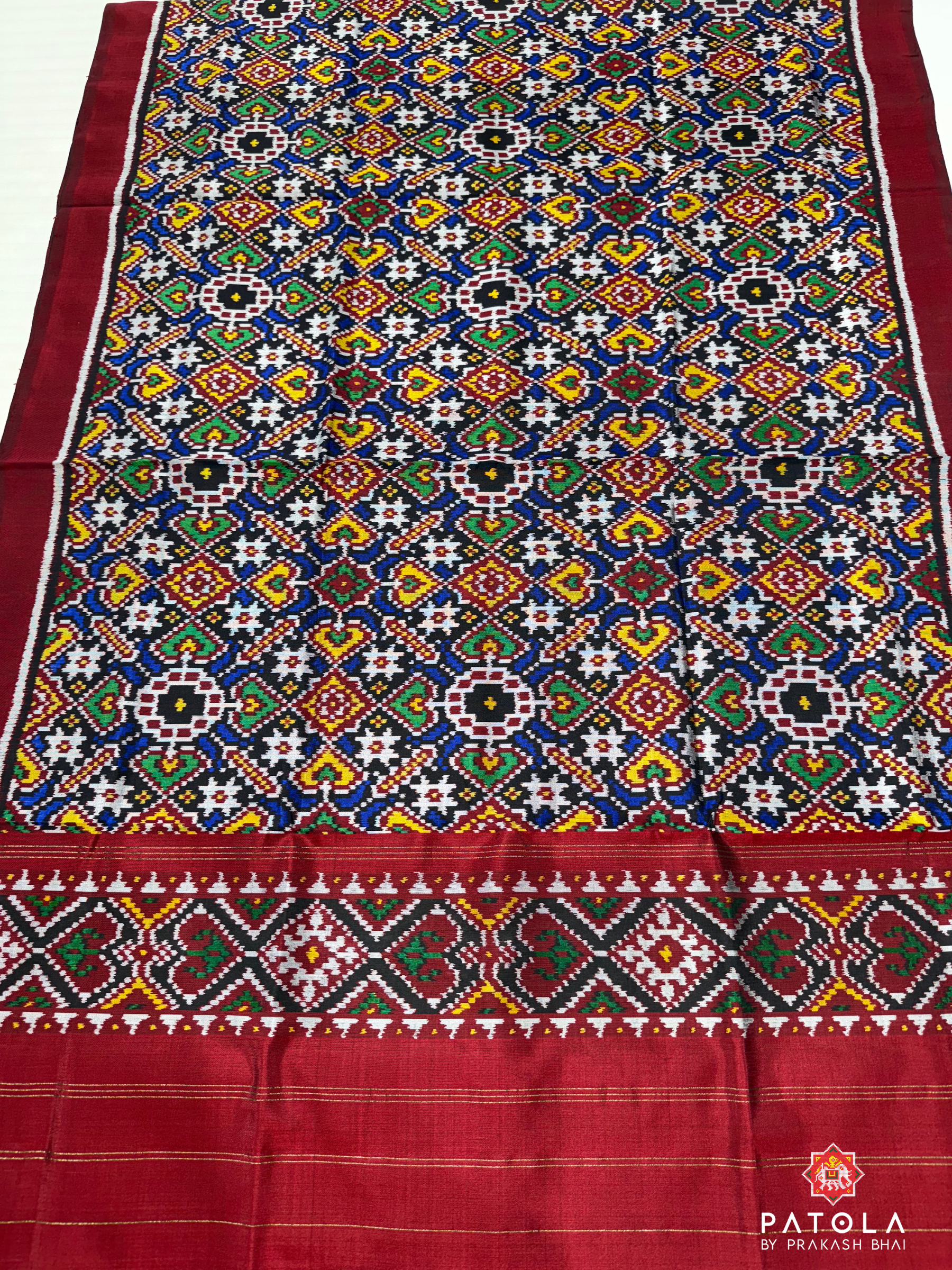 Blue Panchanda Manekchowk Mix Design Semi Double Ikat Patola Dupatta