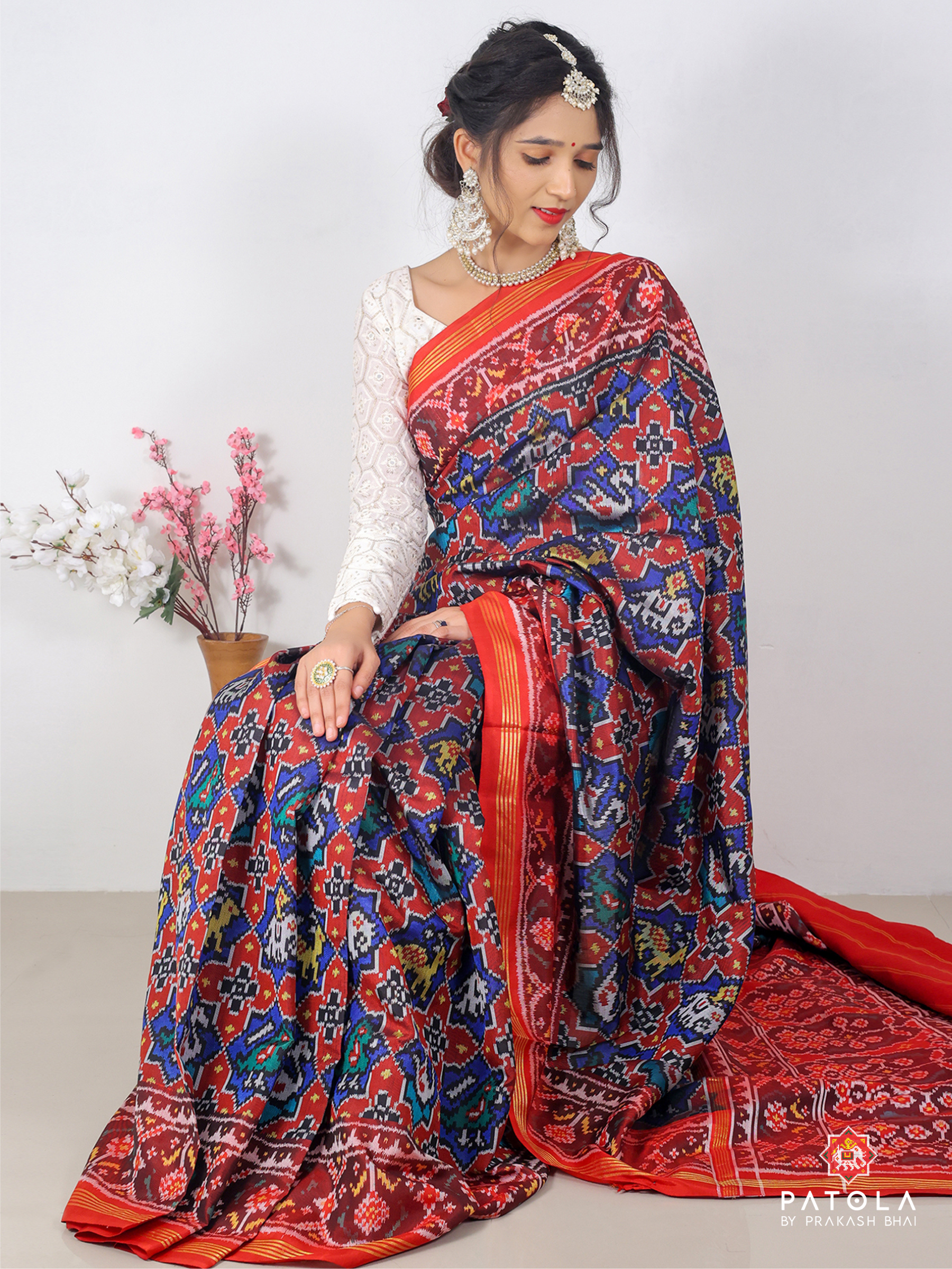 Figures With Star Designer Semi Double Ikat Patola Saree