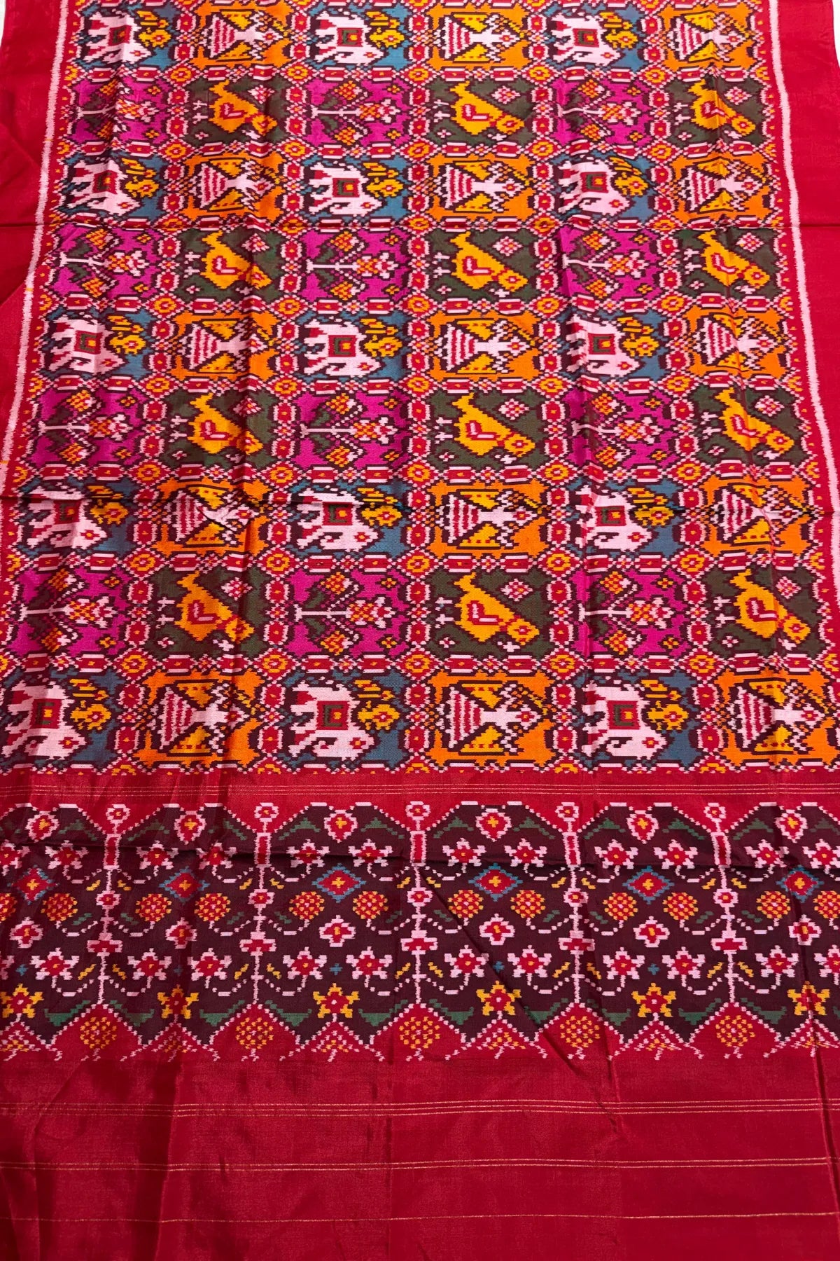 Master piece motifs design semi double ikat dupatta