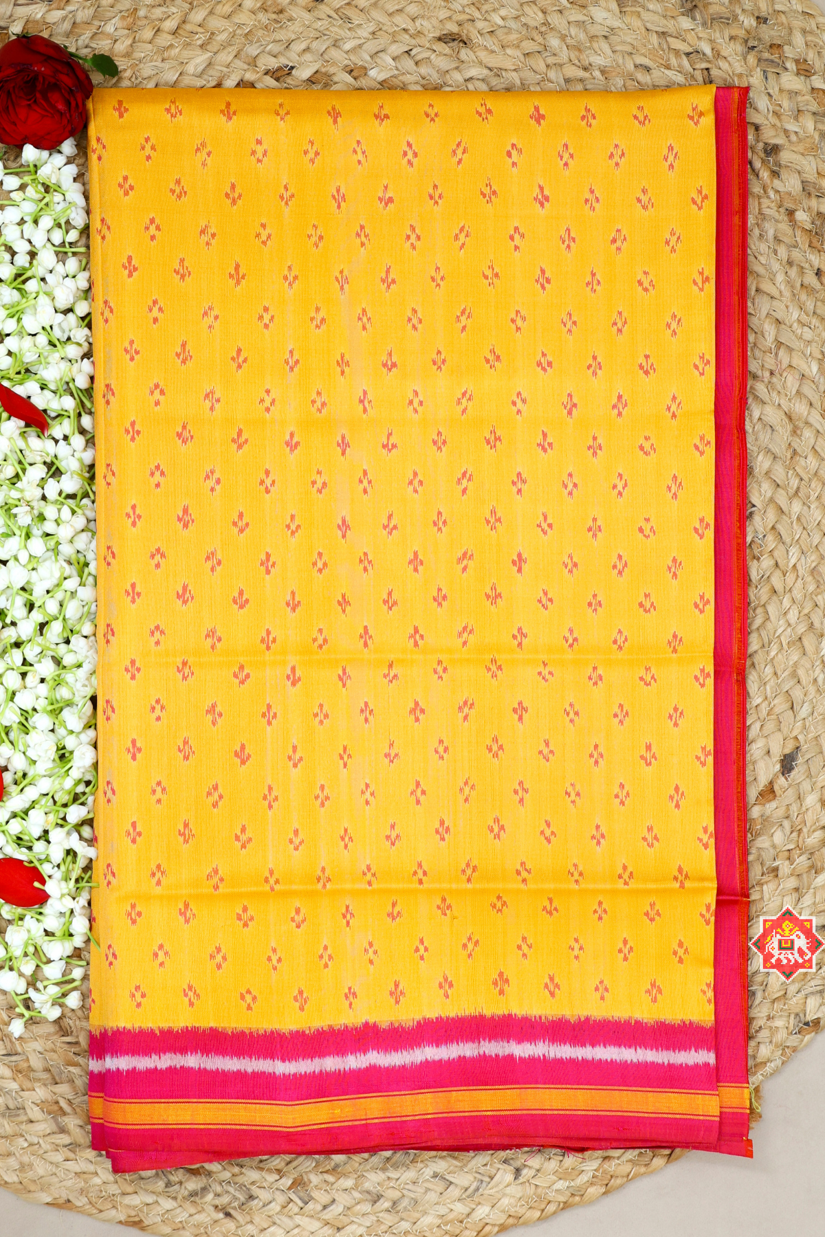 Small dots design with blouse patola design single ikat