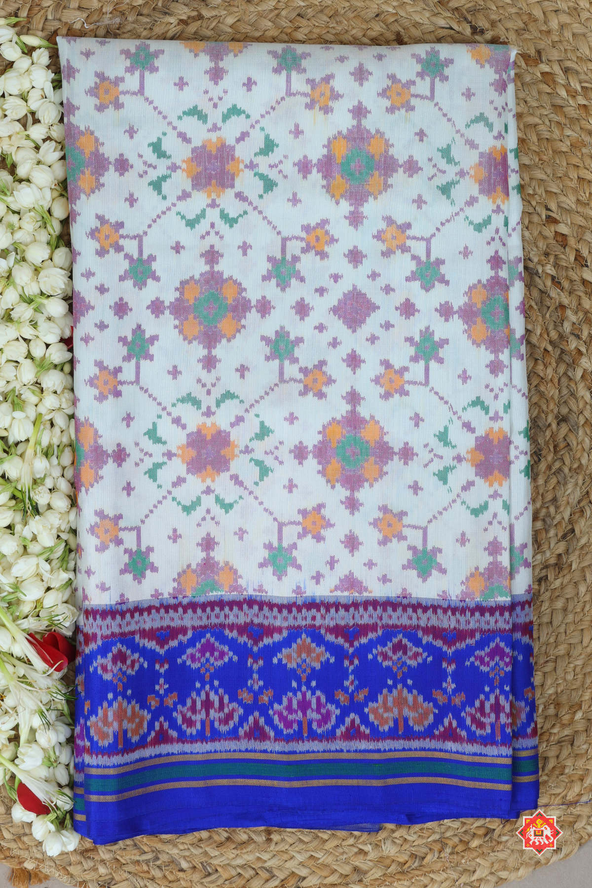 Navratna design with minakari work & border unique design semi double ikat patola saree